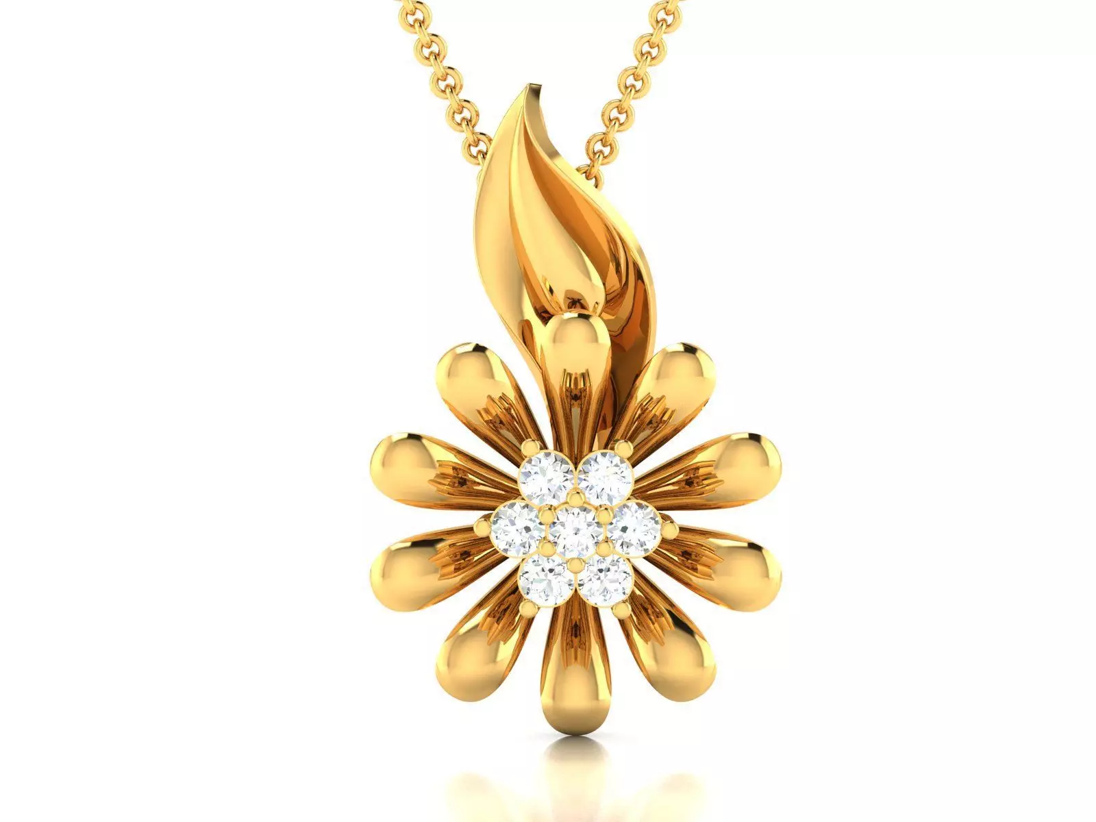 diamond flower pendant for women 3D print model_0