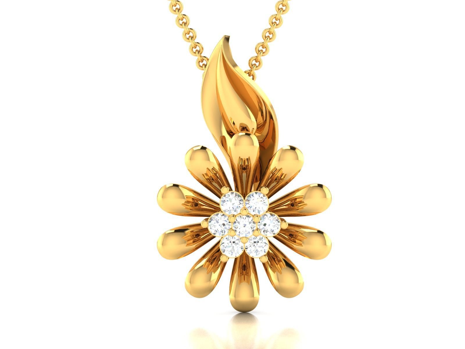 diamond flower pendant for women 3D print model_3