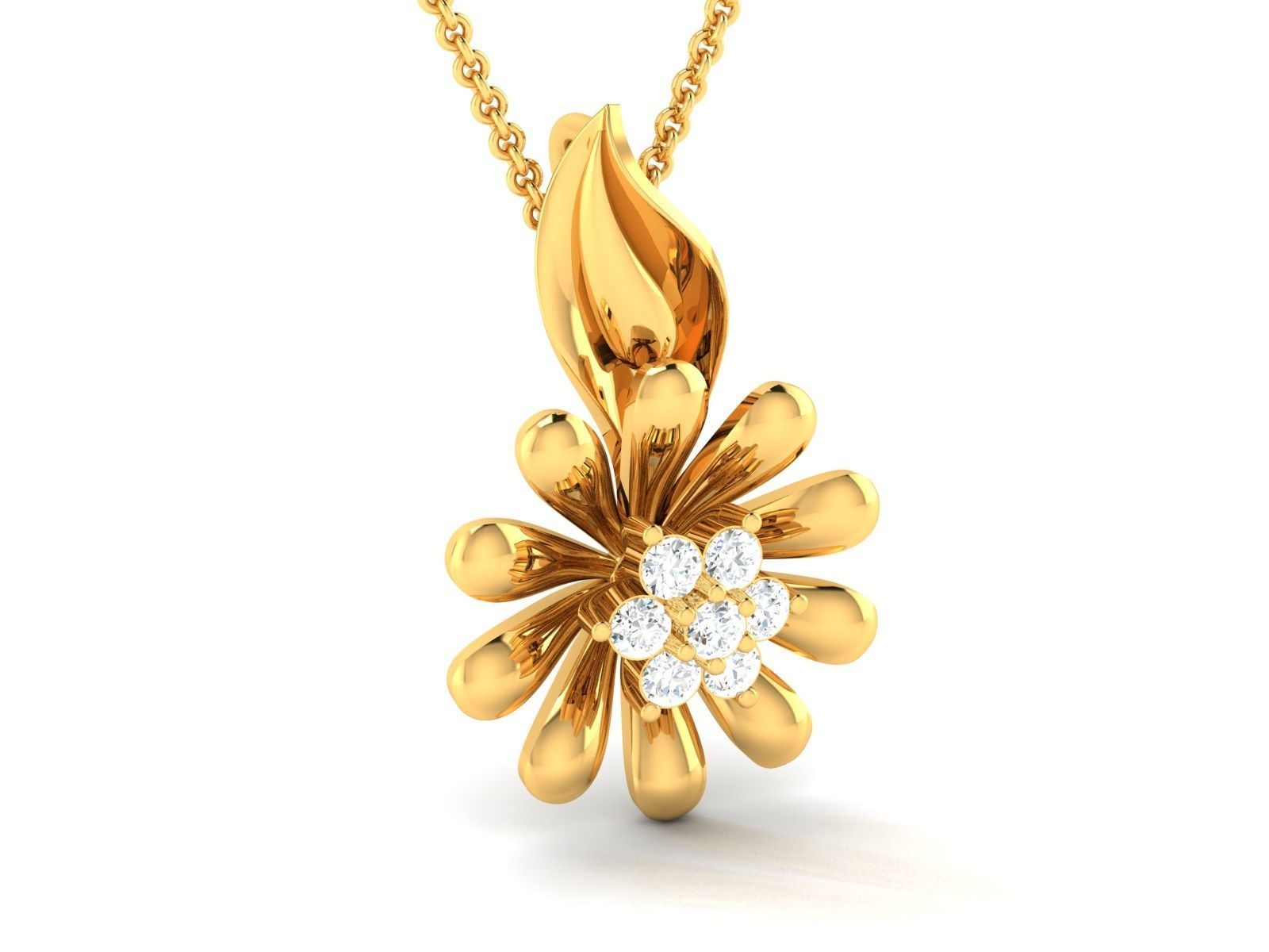 diamond flower pendant for women 3D print model_2