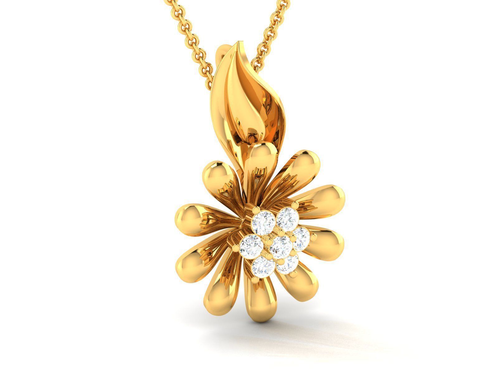 diamond flower pendant for women 3D print model_1