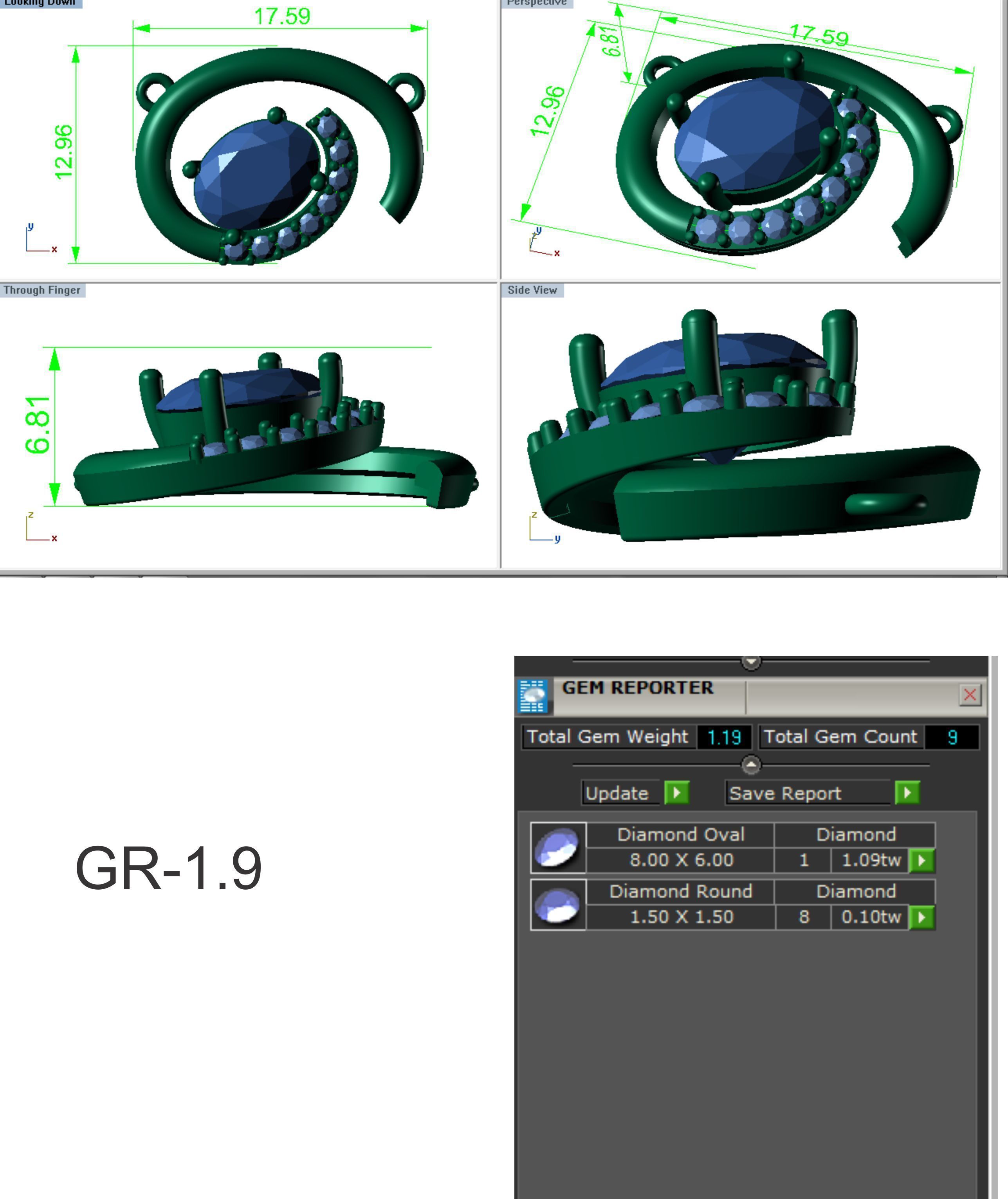  Oval Stone pendant for women  3D print model_6