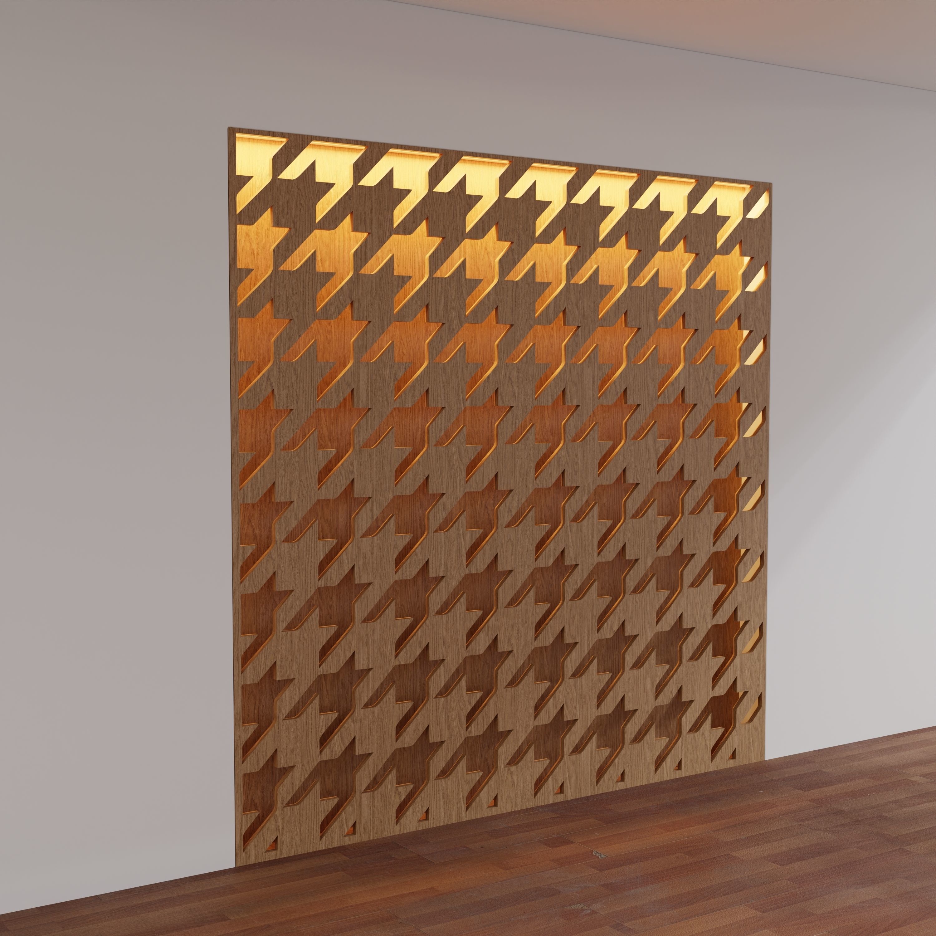 Decorative Wooden Wall Model 3 3D model_4