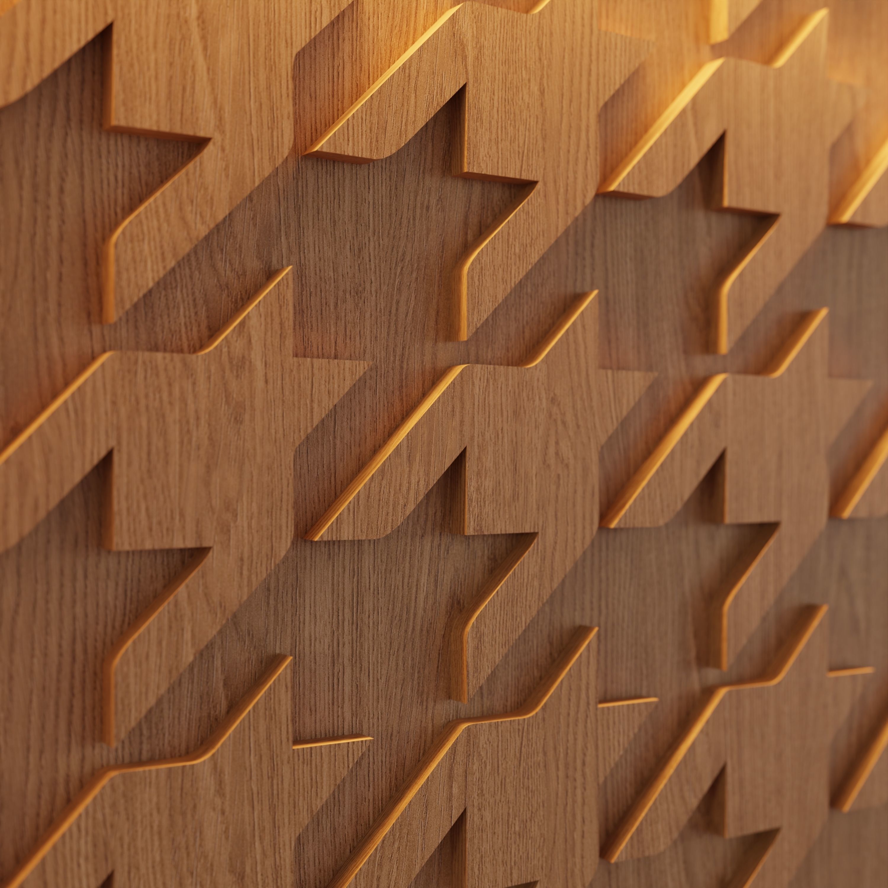 Decorative Wooden Wall Model 3 3D model_2