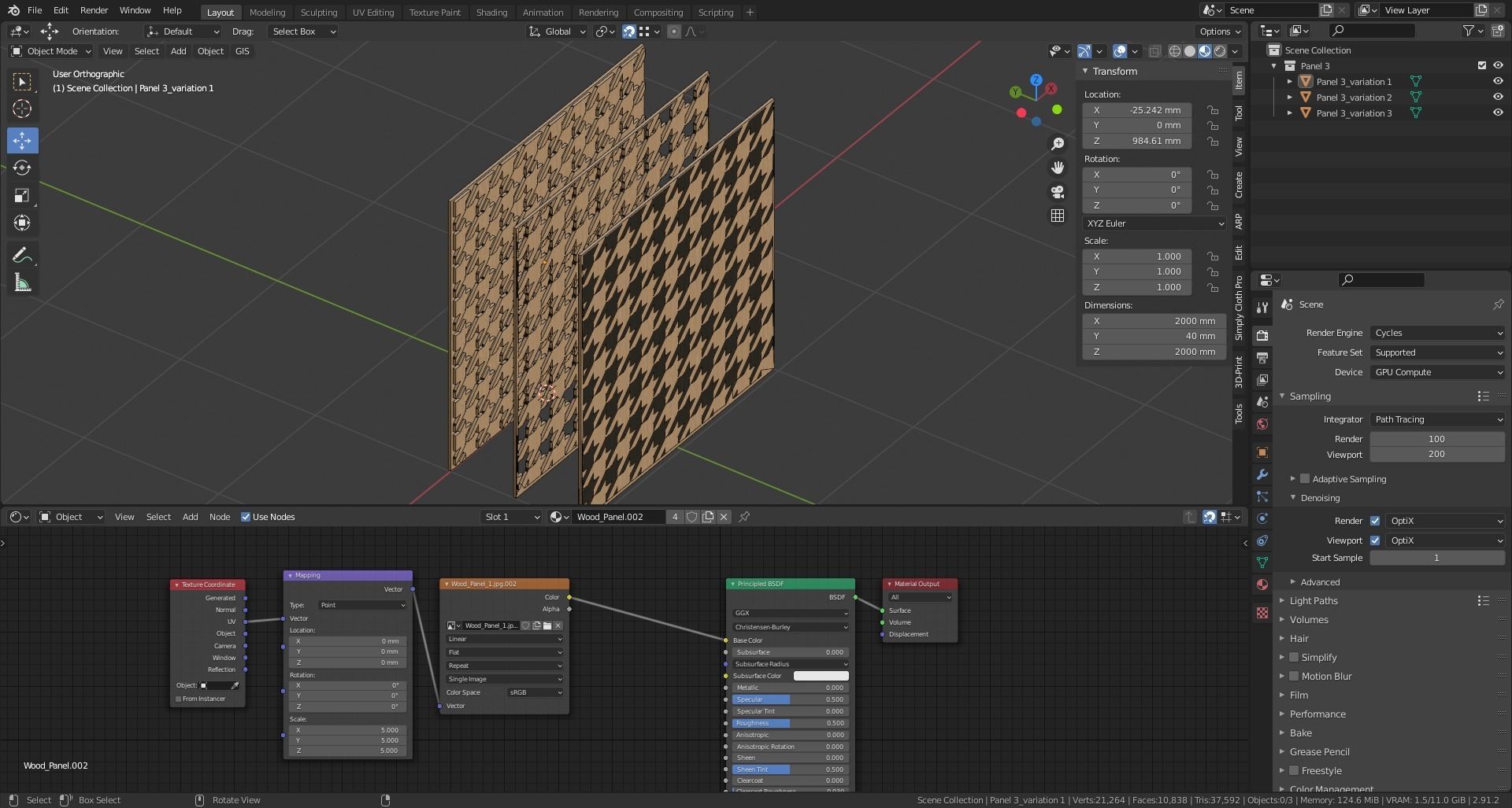 Decorative Wooden Wall Model 3 3D model_11