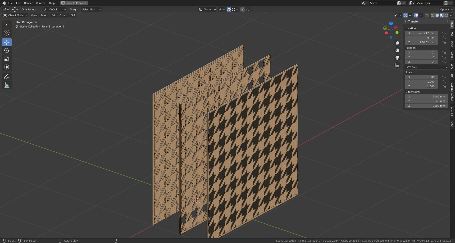 Decorative Wooden Wall Model 3 3D model_12
