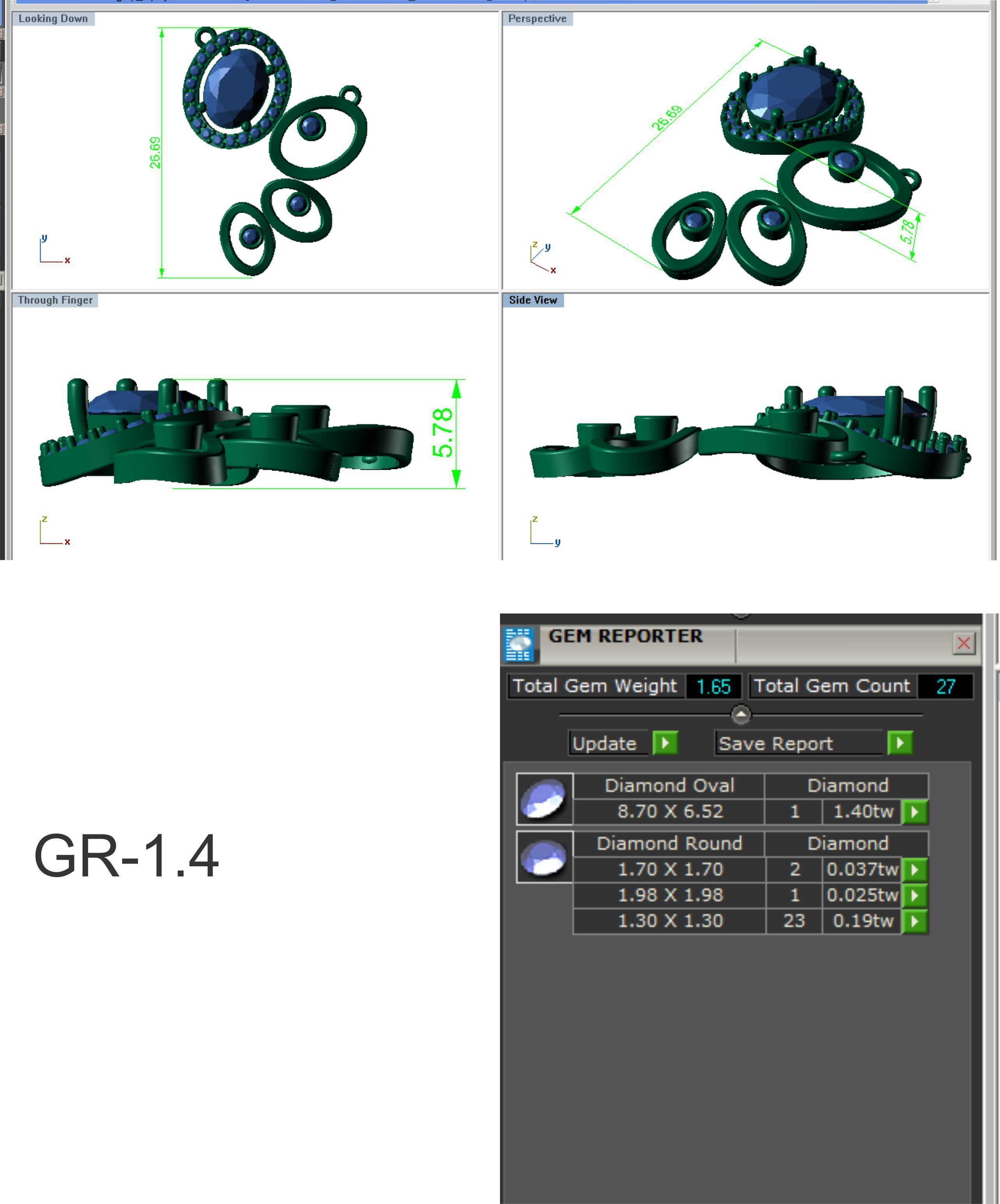Oval Stone pendant for women 3D print model_6