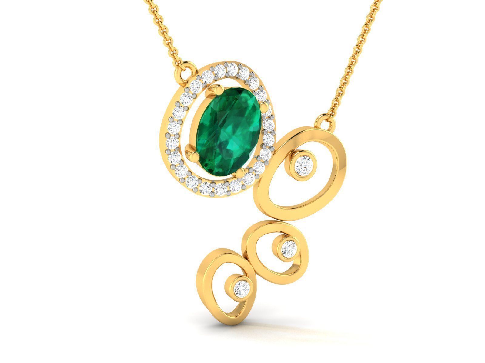 Oval Stone pendant for women 3D print model_1