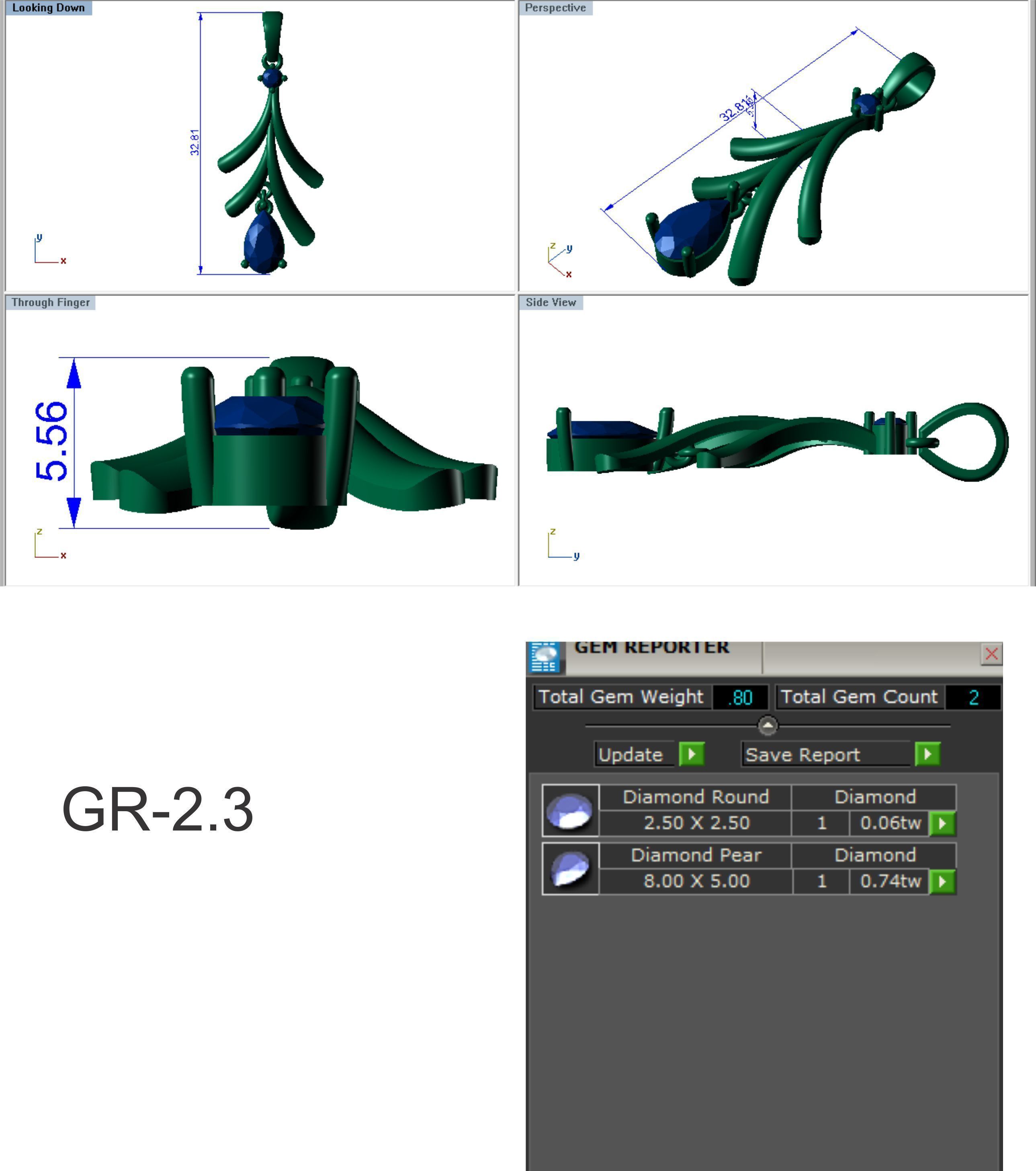 Women Pear Stone pendant 3dm render detail 3D print model_6