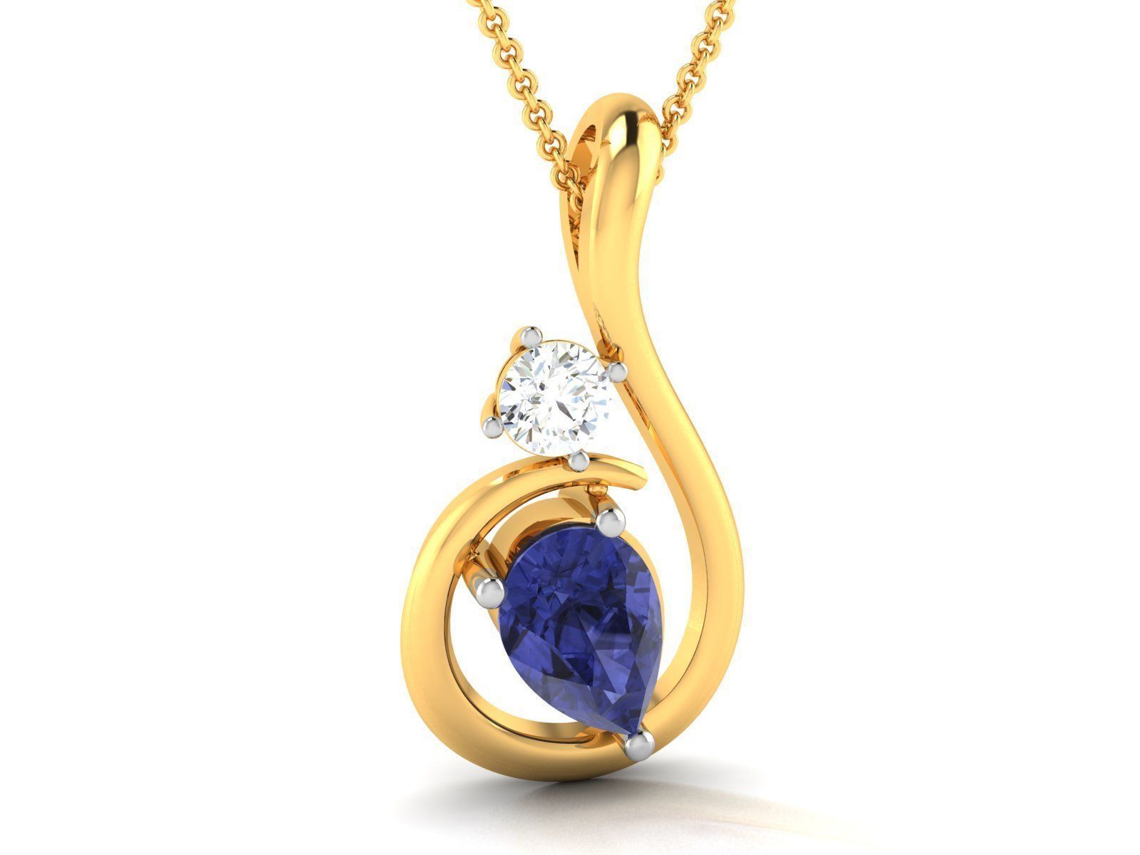 Women Pear Stone pendant 3D print model_1
