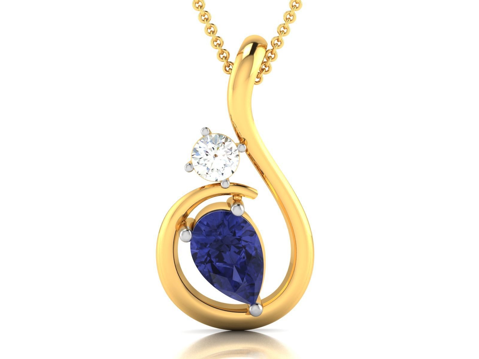 Women Pear Stone pendant 3D print model_3