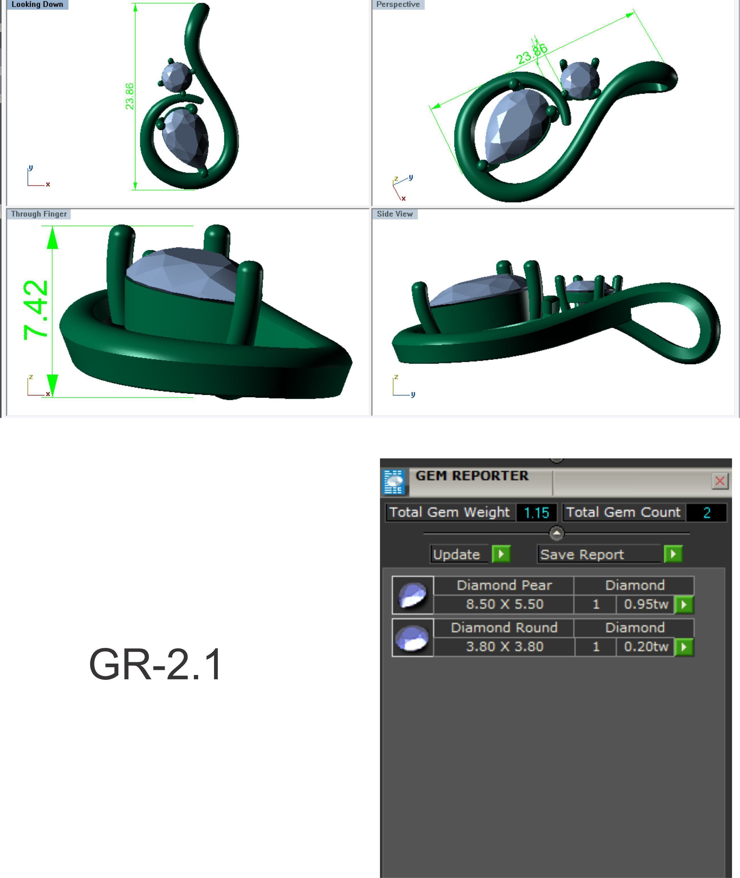 Women Pear Stone pendant 3D print model_6