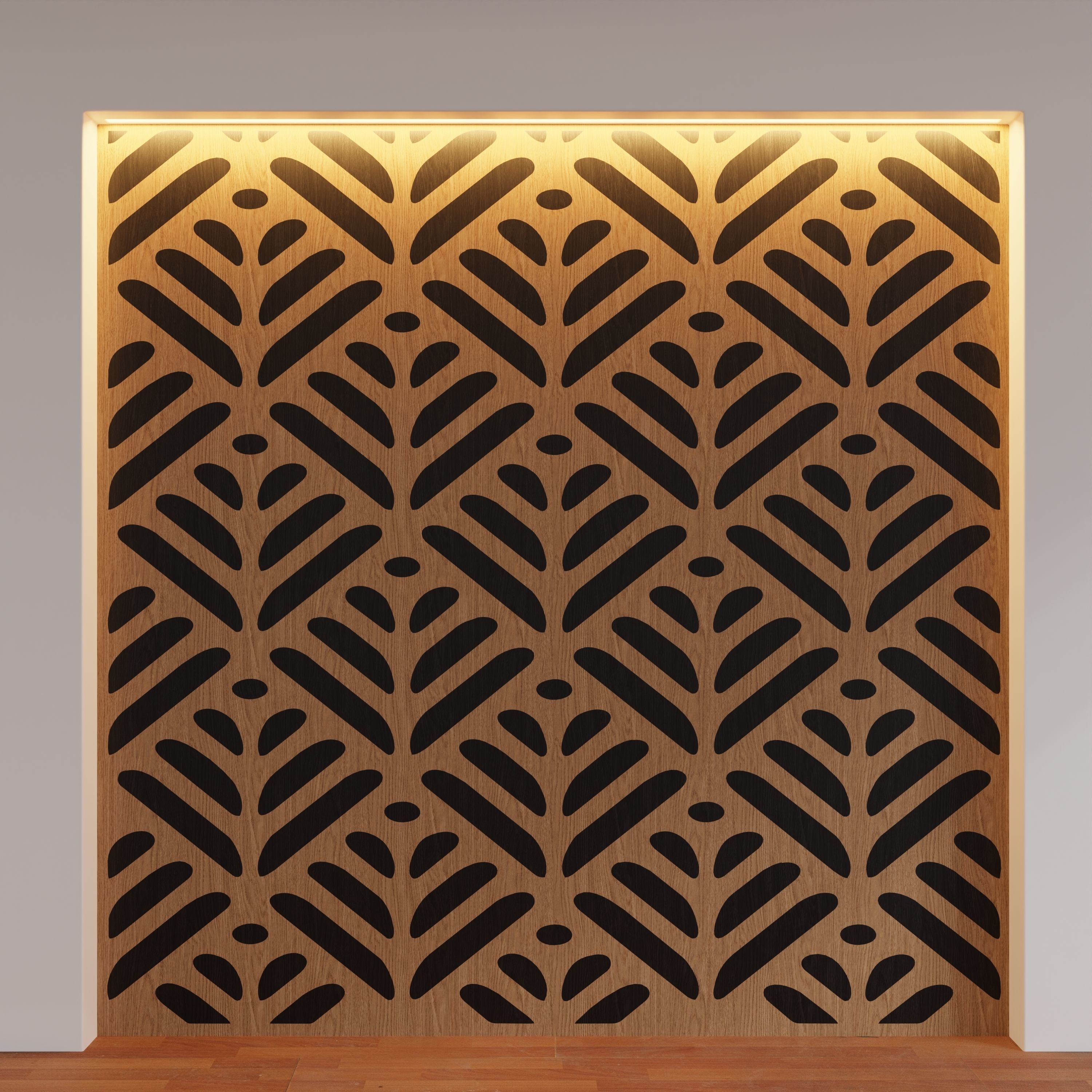 Decorative Wooden Wall Model 4 3D model_9
