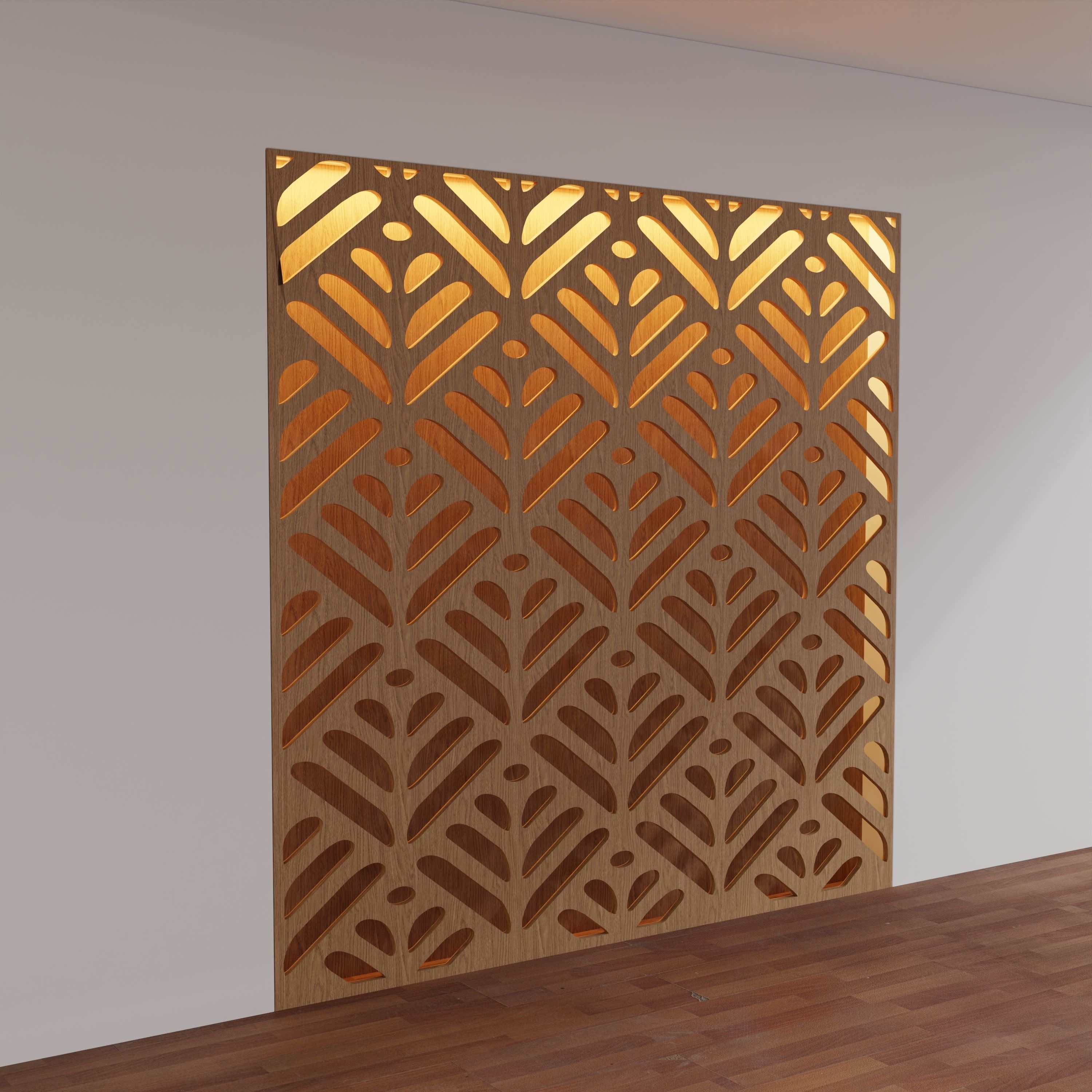 Decorative Wooden Wall Model 4 3D model_4