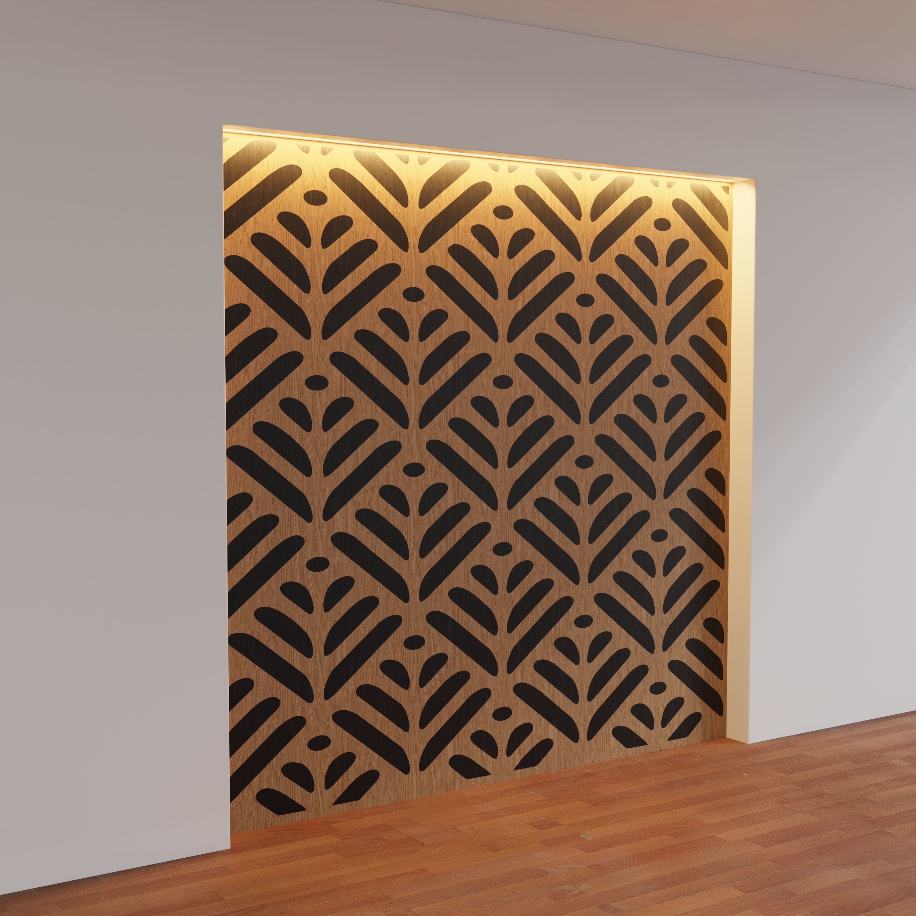 Decorative Wooden Wall Model 4 3D model_8