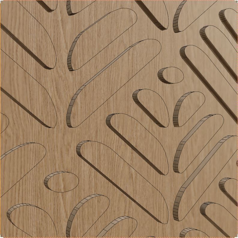 Decorative Wooden Wall Model 4 3D model_3