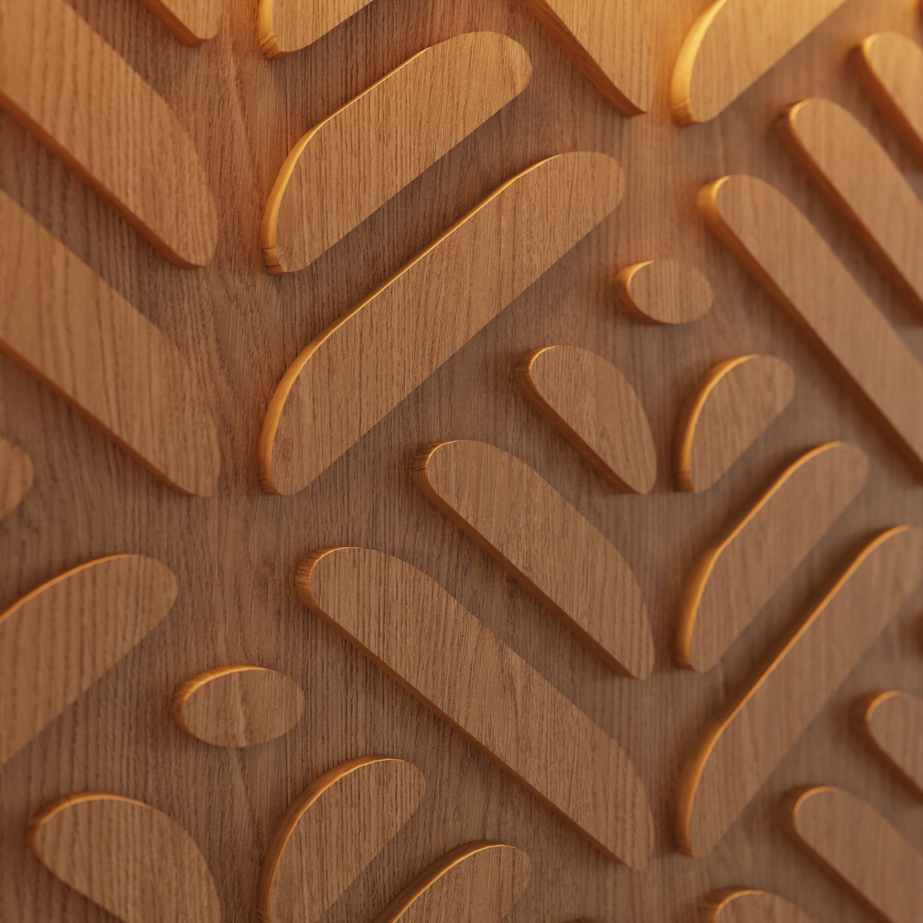 Decorative Wooden Wall Model 4 3D model_2