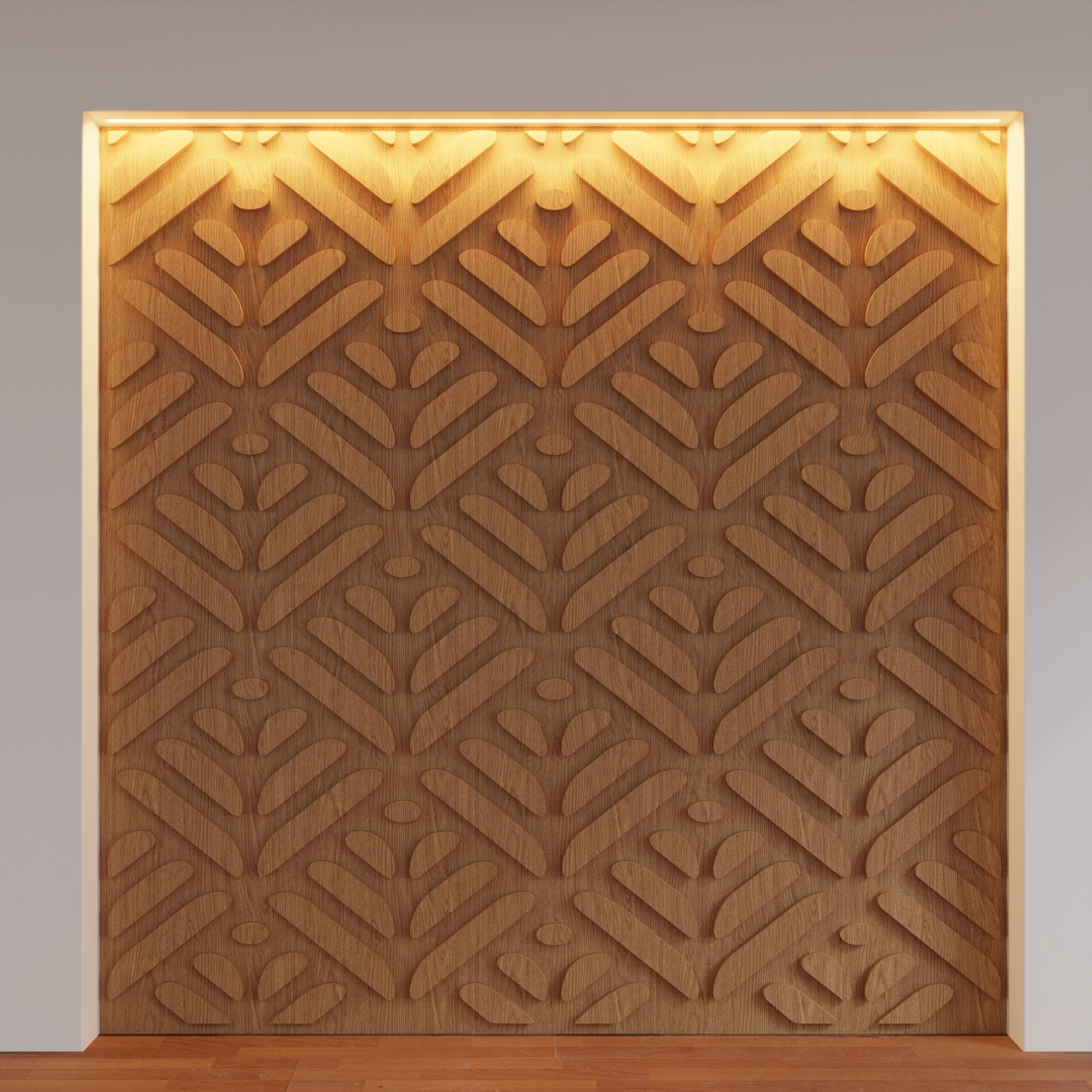 Decorative Wooden Wall Model 4 3D model_1