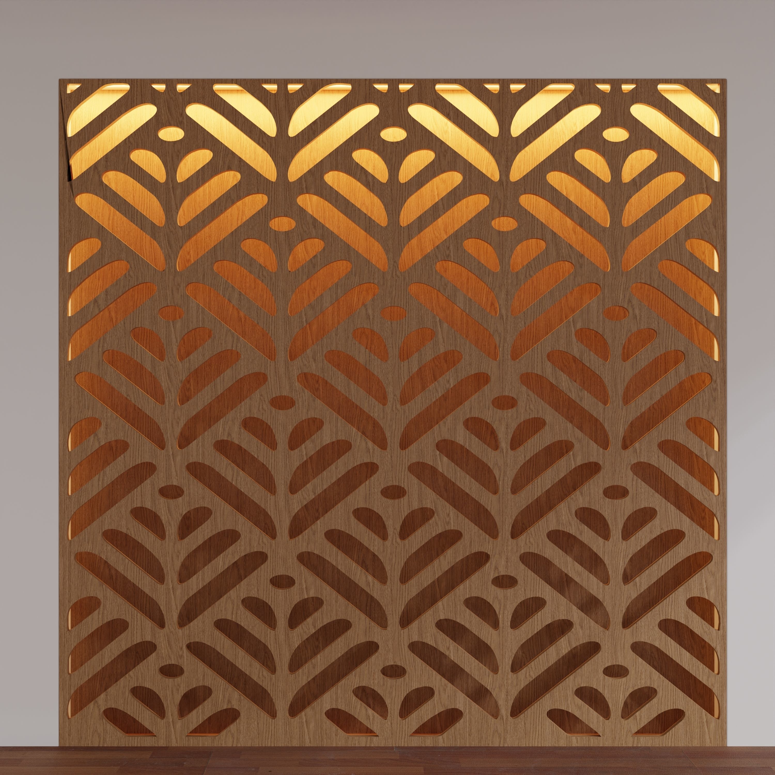 Decorative Wooden Wall Model 4 3D model_5