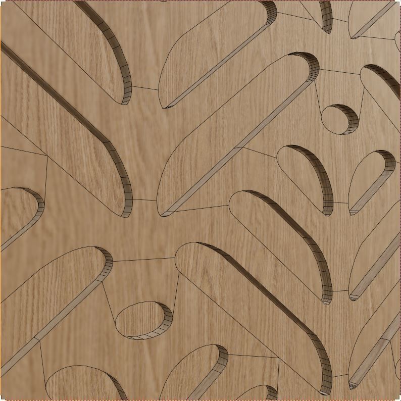 Decorative Wooden Wall Model 4 3D model_7