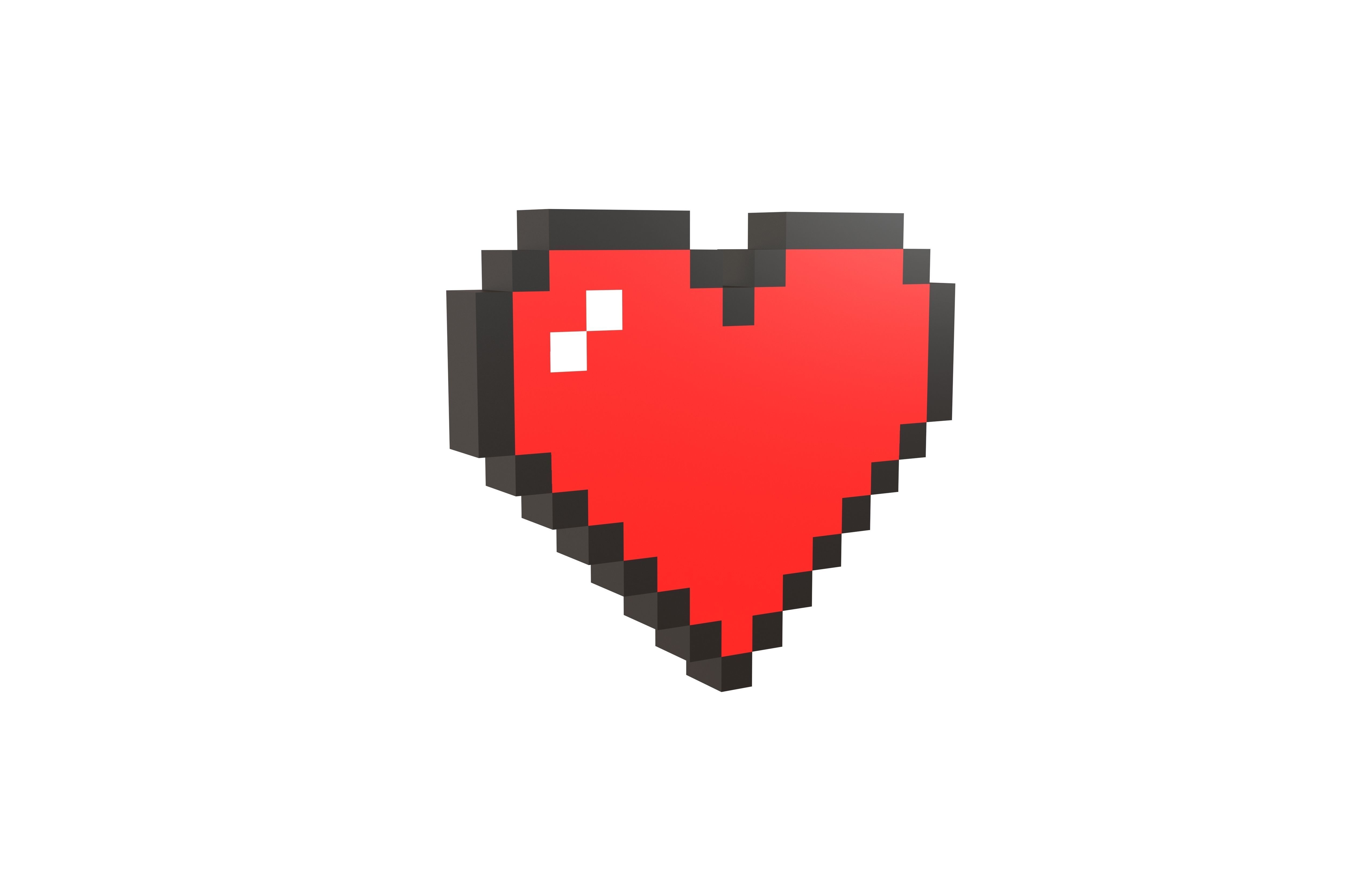 Pixel Heart v2 001 Low-poly 3D model_1