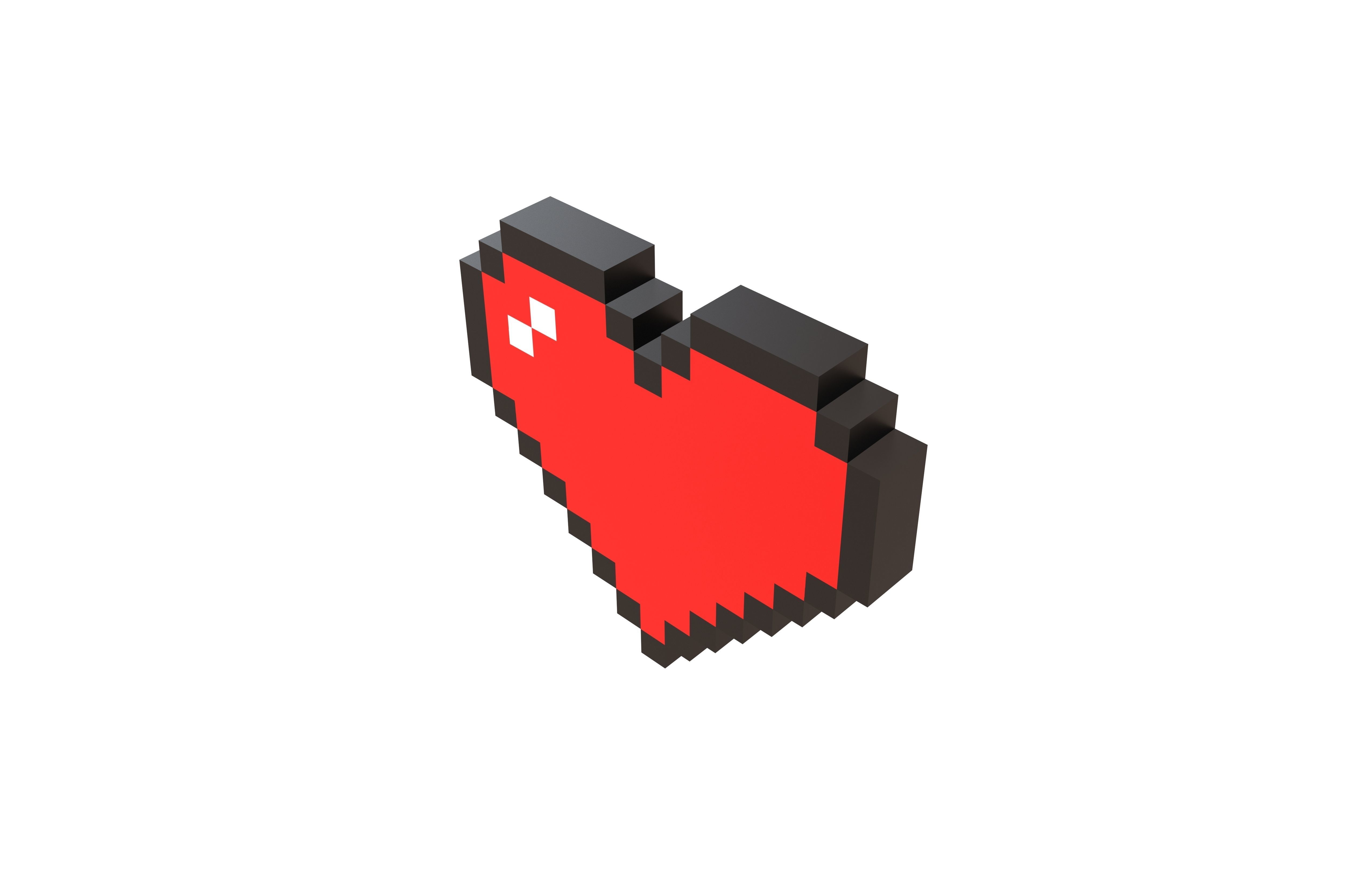 Pixel Heart v2 001 Low-poly 3D model_2