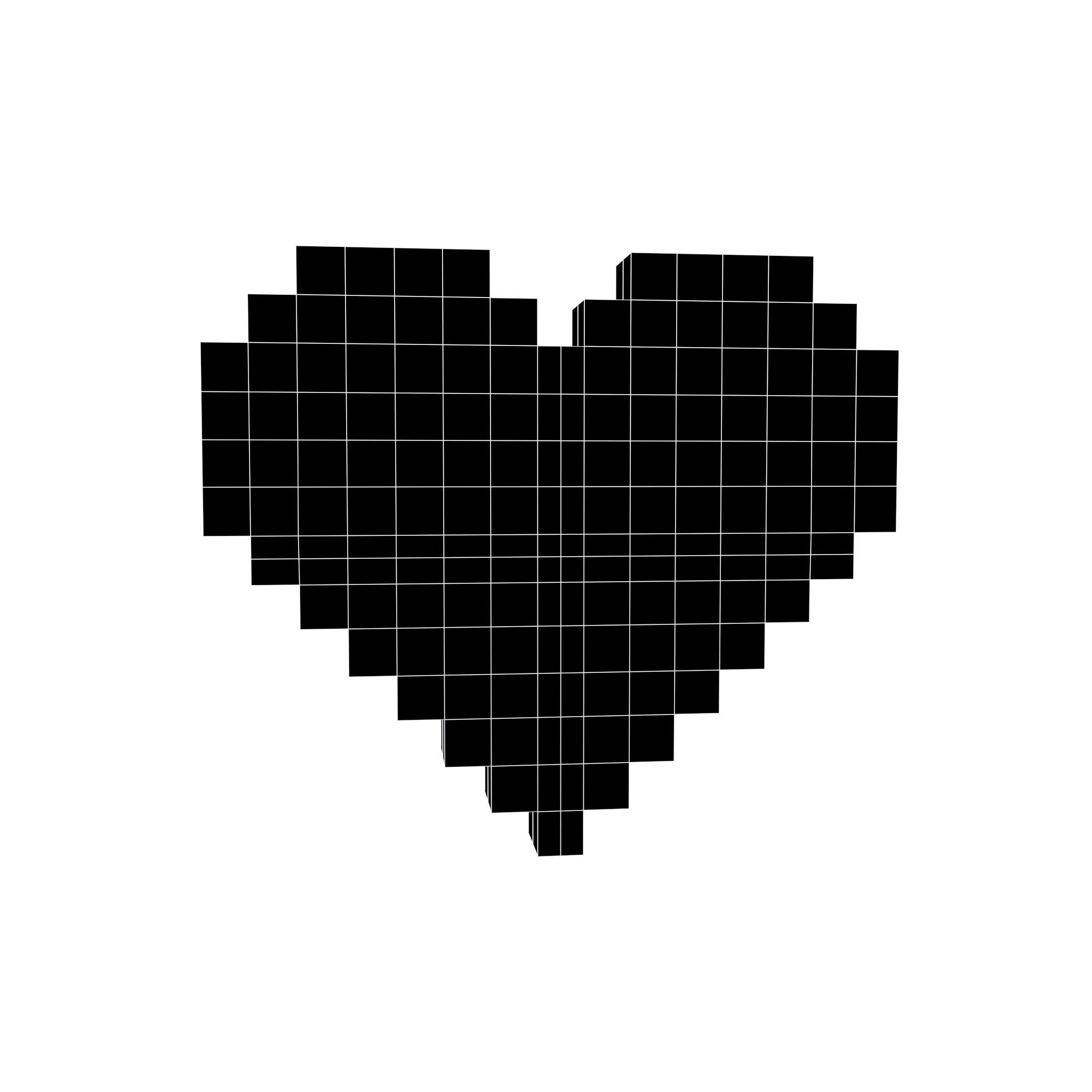 Pixel Heart v2 001 Low-poly 3D model_5