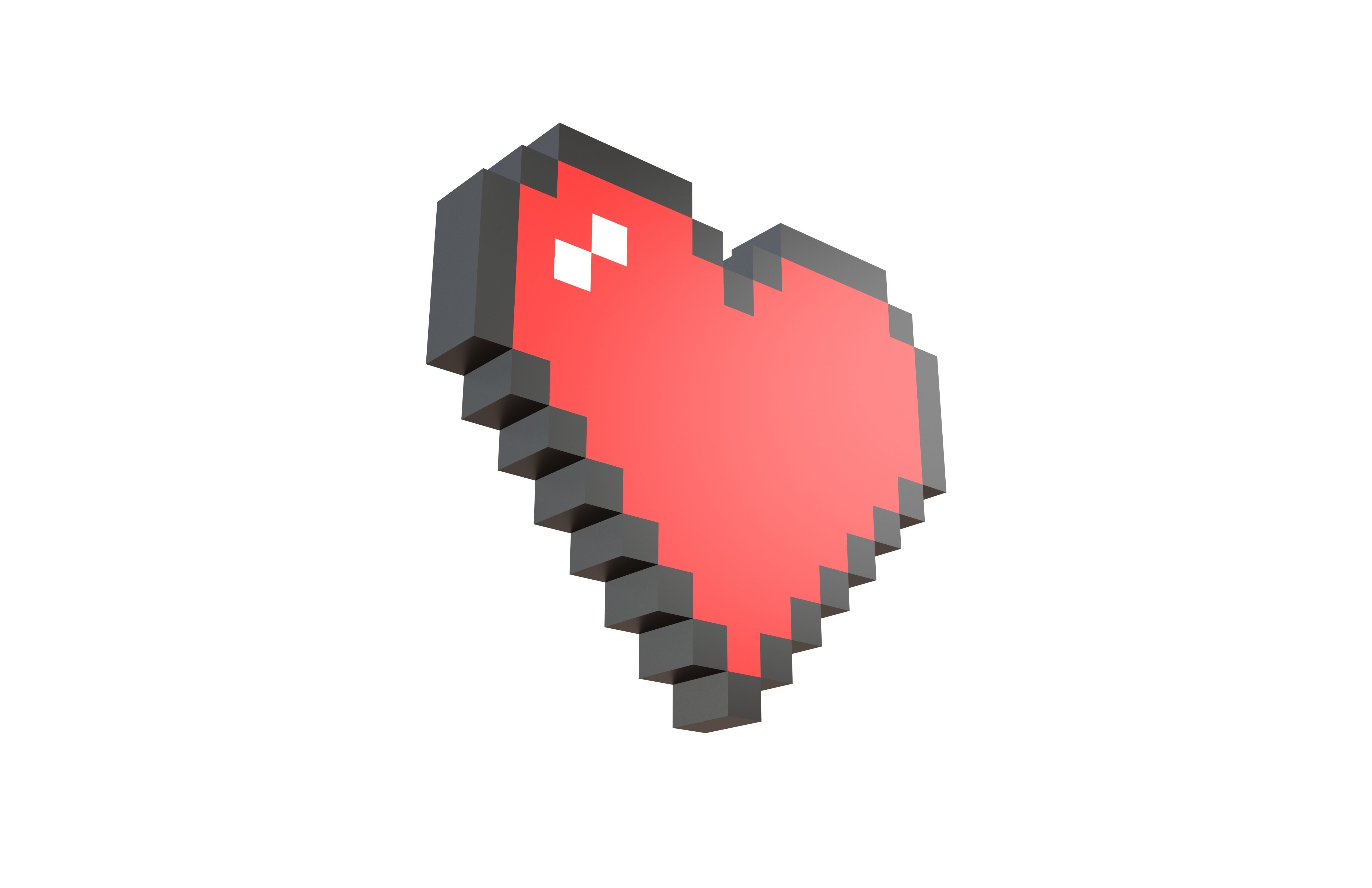 Pixel Heart v2 001 Low-poly 3D model_3