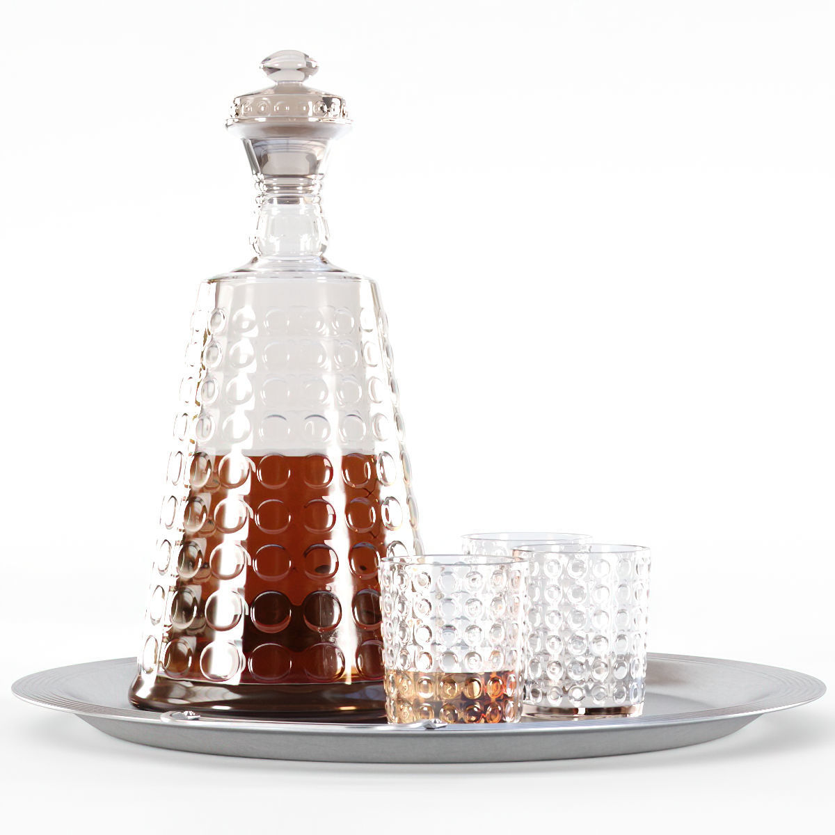 Whiskey decanter with glasses v02  3D model_1