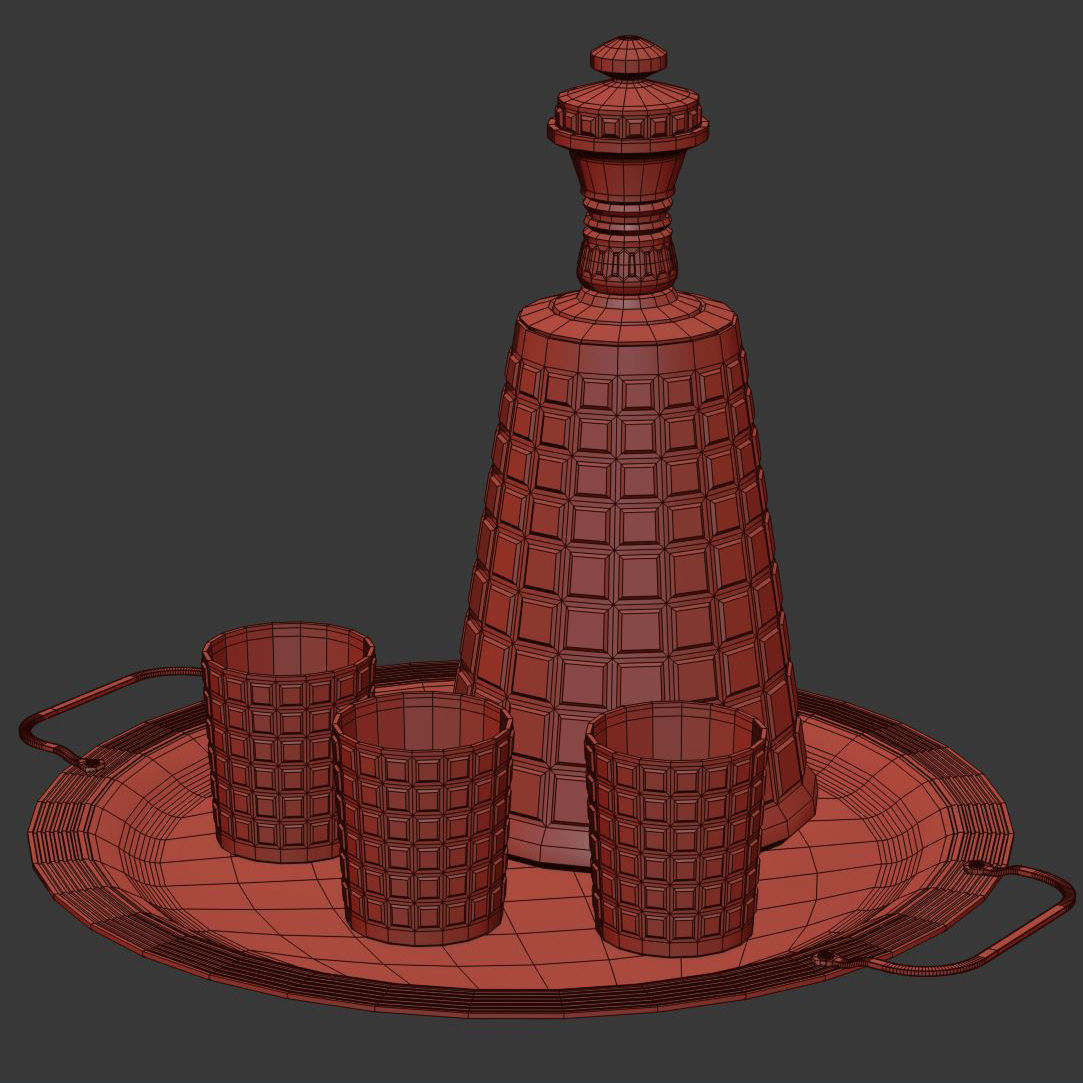 Whiskey decanter with glasses v02  3D model_3