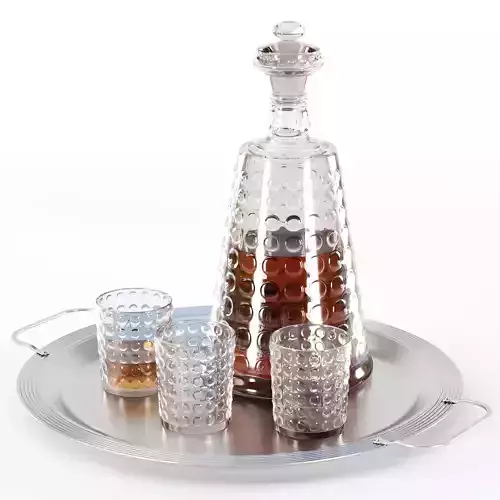 Whiskey decanter with glasses v02  3D model