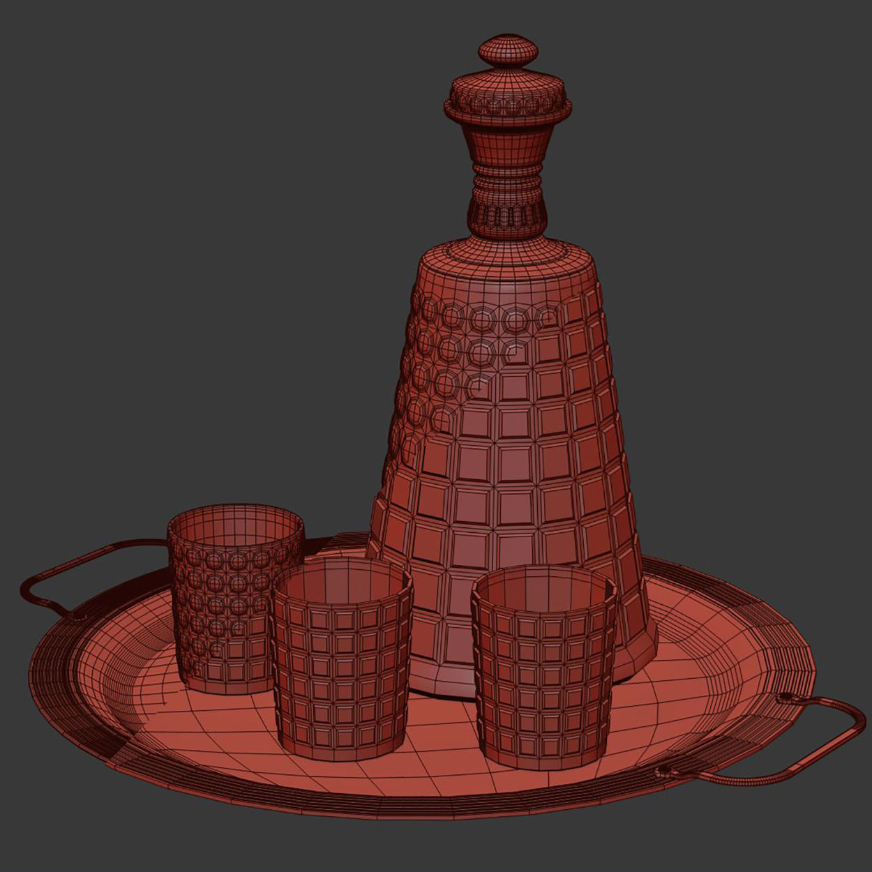 Whiskey decanter with glasses v02  3D model_5