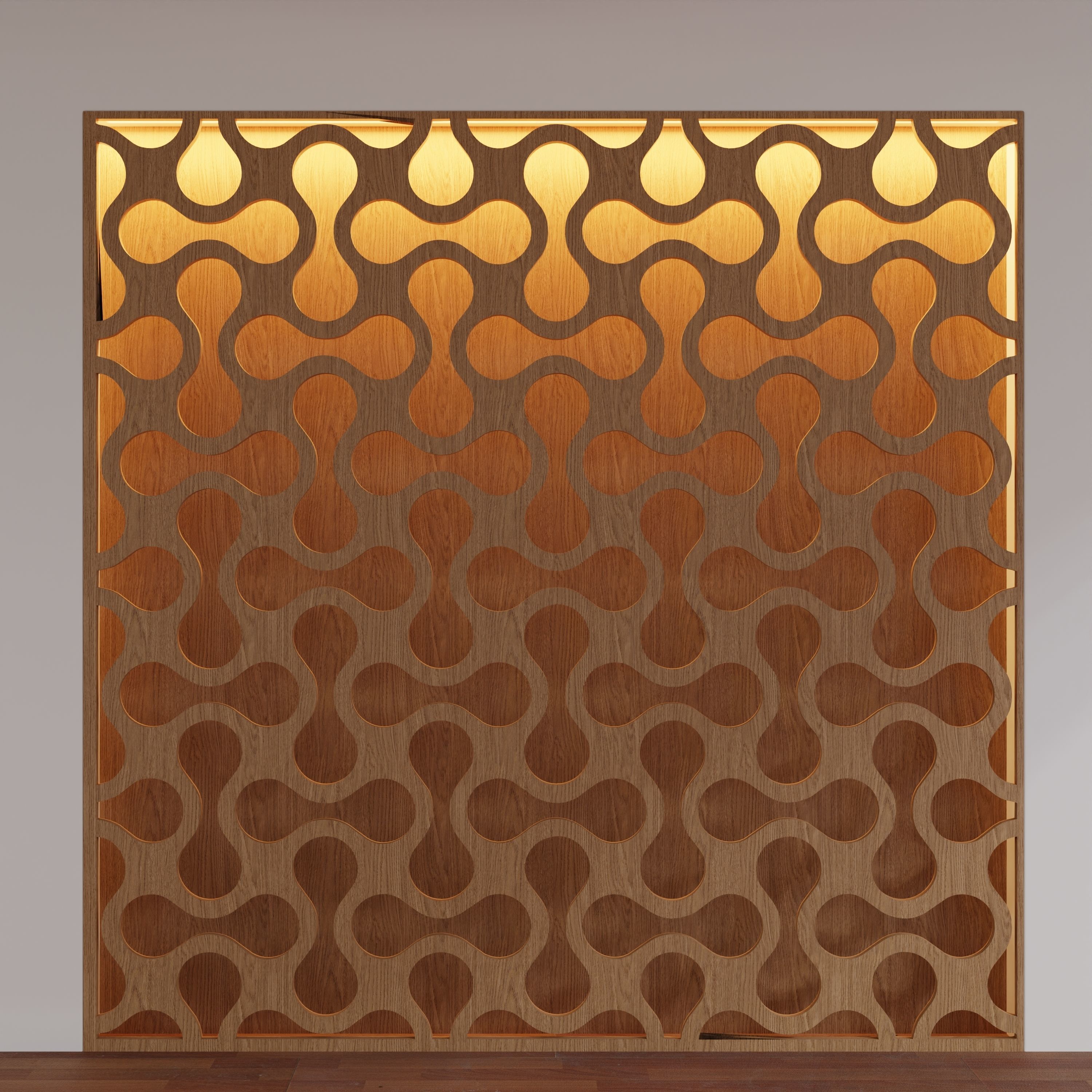 Decorative Wooden Wall Model 6 Low-poly 3D model_5