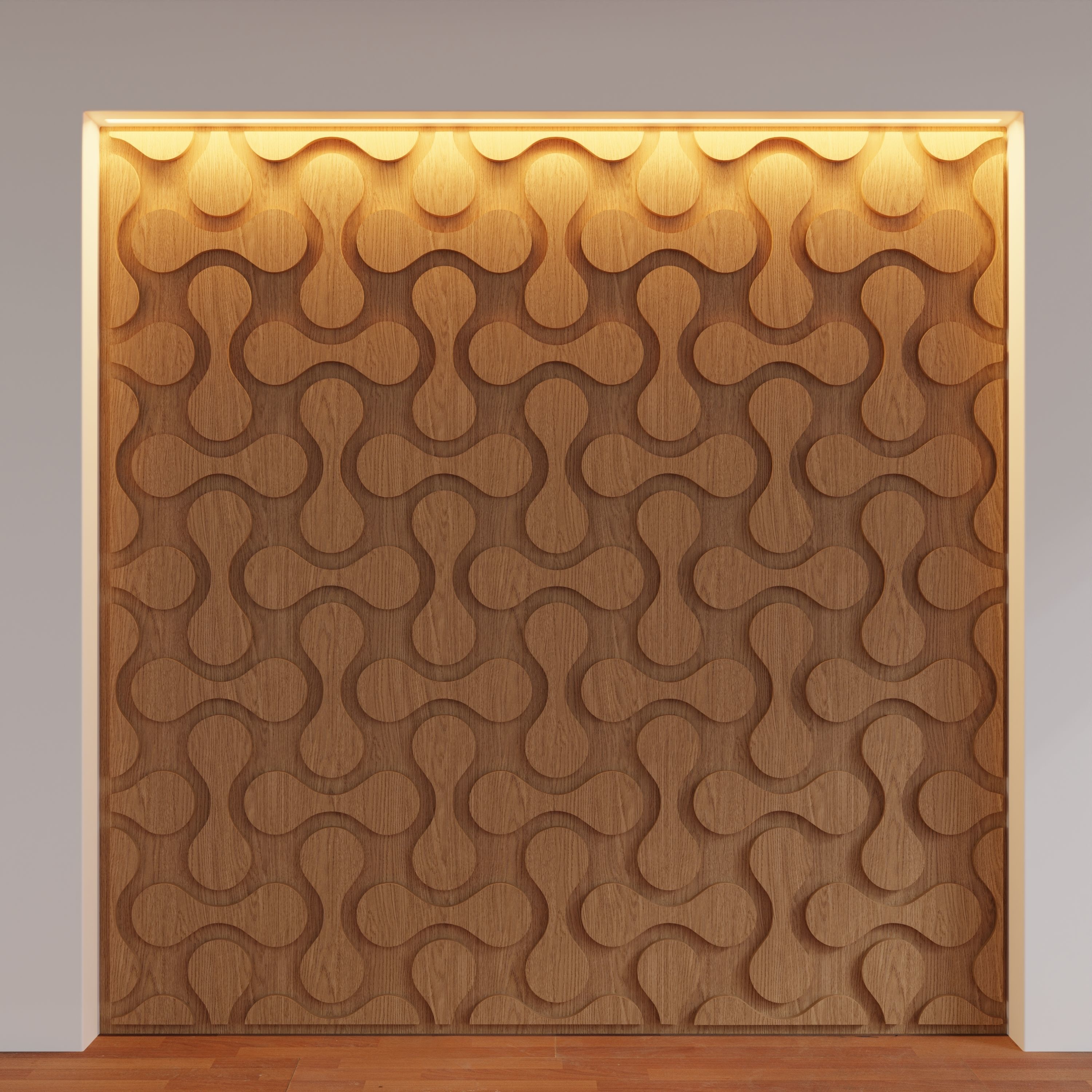 Decorative Wooden Wall Model 6 Low-poly 3D model_1