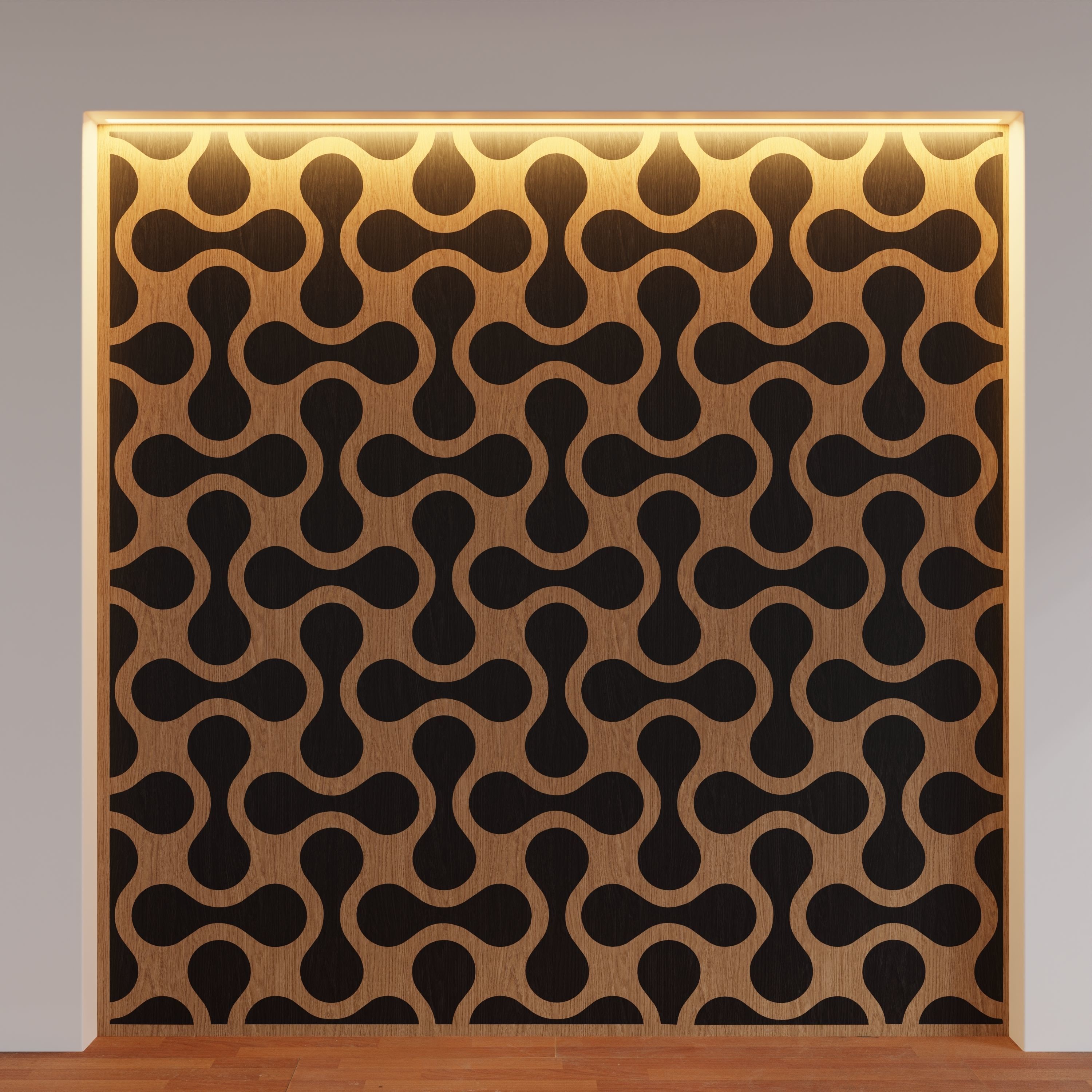 Decorative Wooden Wall Model 6 Low-poly 3D model_9