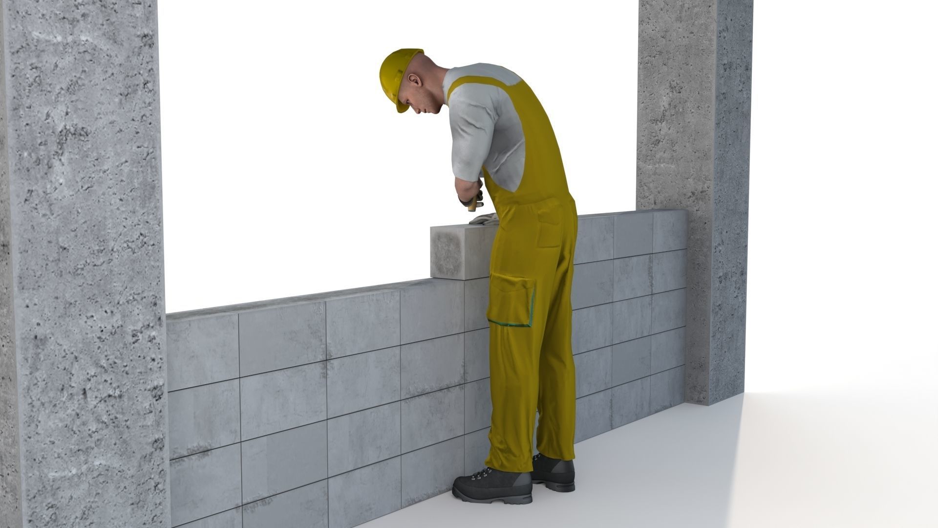 Workman Idle Animation 06  Low-poly 3D model_12