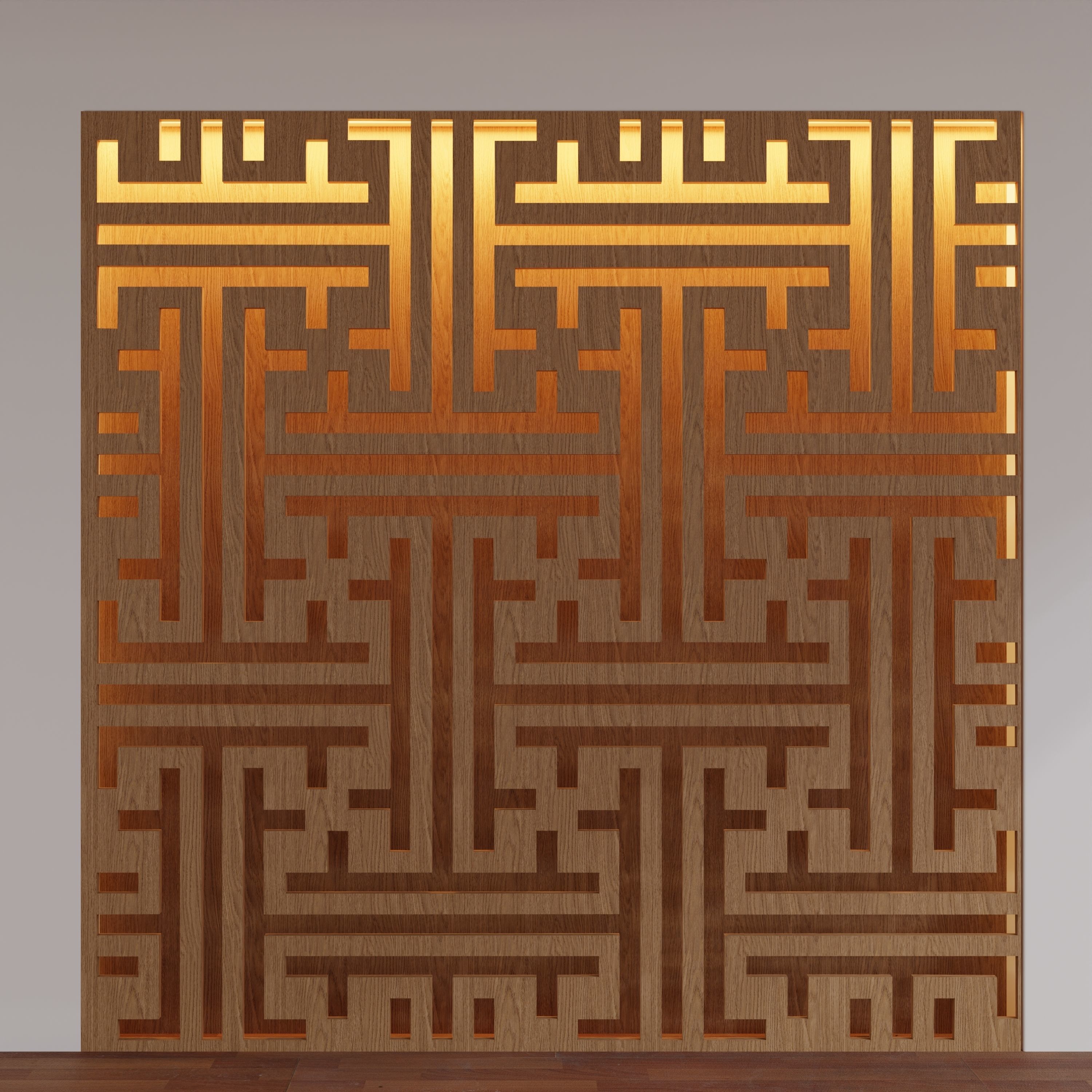 Decorative Wooden Wall Model 7 Low-poly 3D model_5
