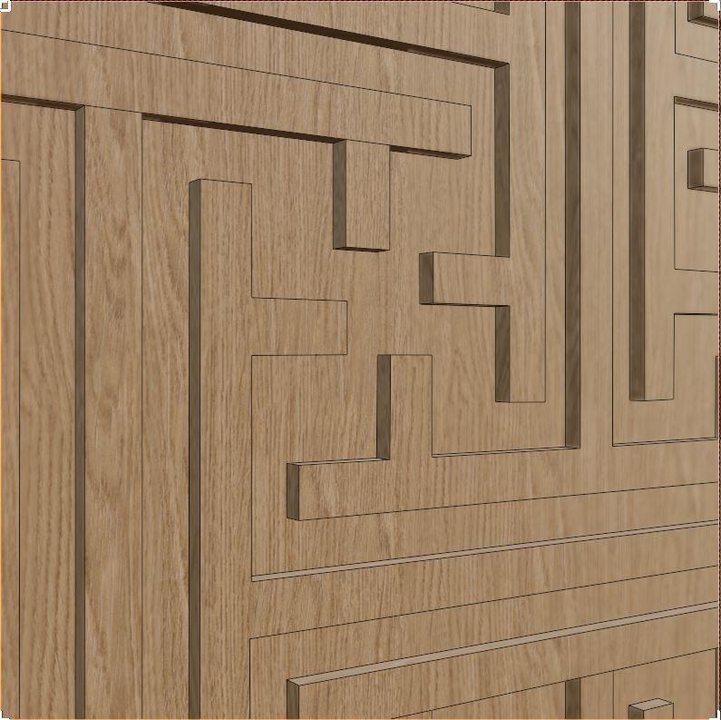 Decorative Wooden Wall Model 7 Low-poly 3D model_3