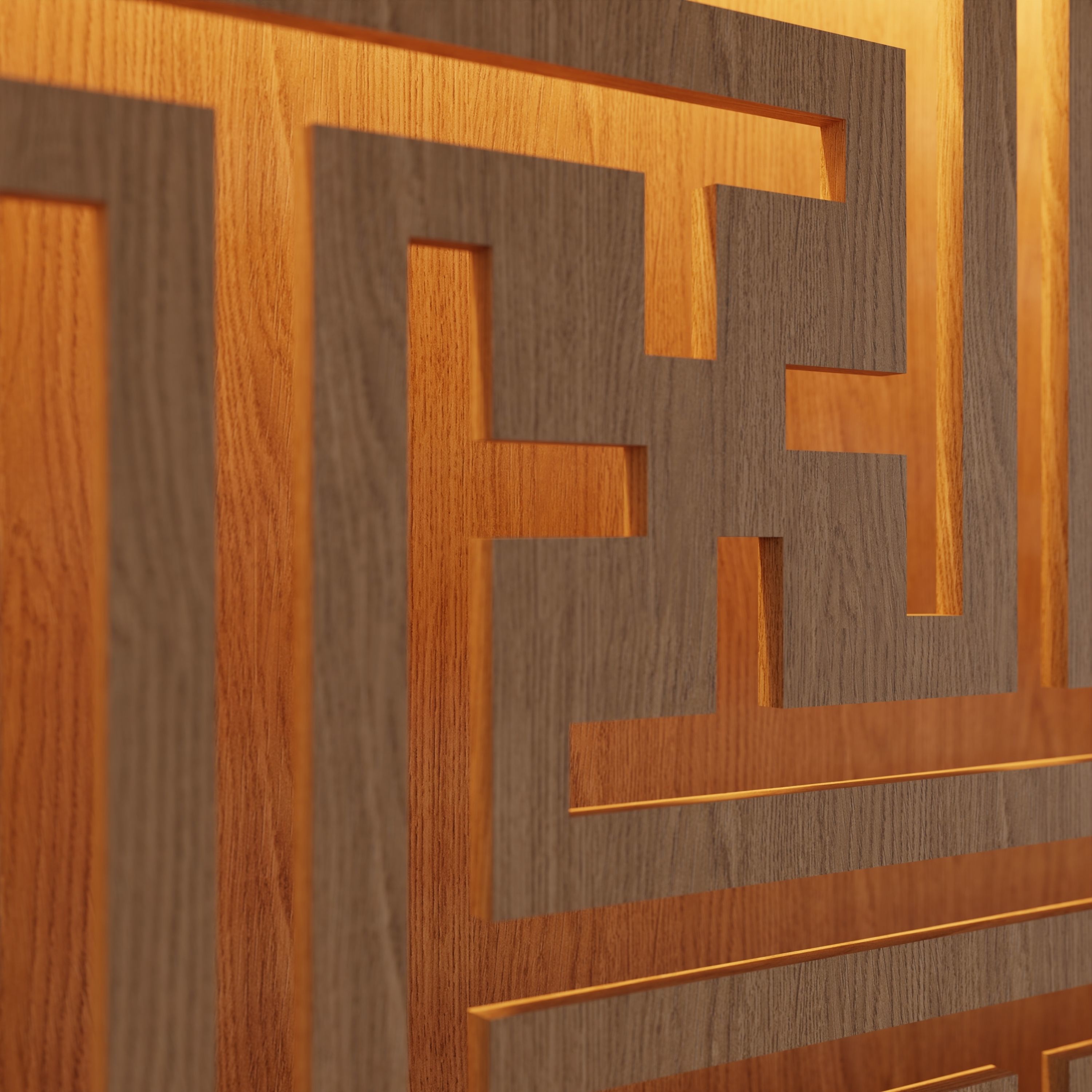 Decorative Wooden Wall Model 7 Low-poly 3D model_6