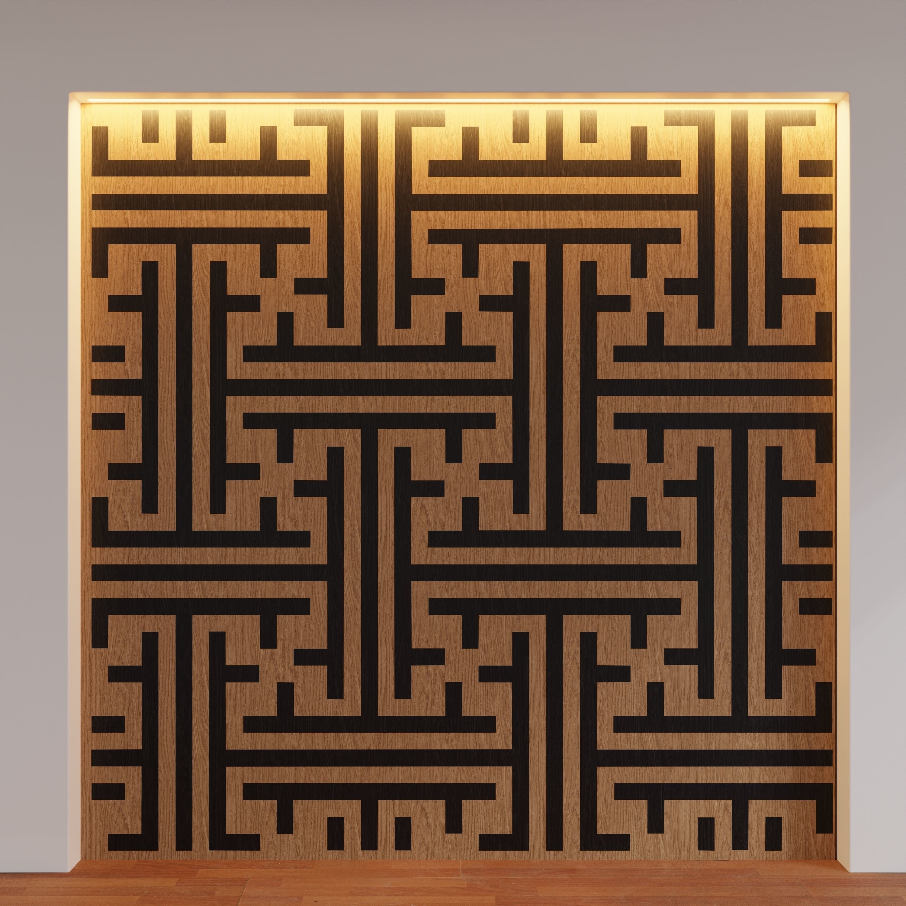 Decorative Wooden Wall Model 7 Low-poly 3D model_8