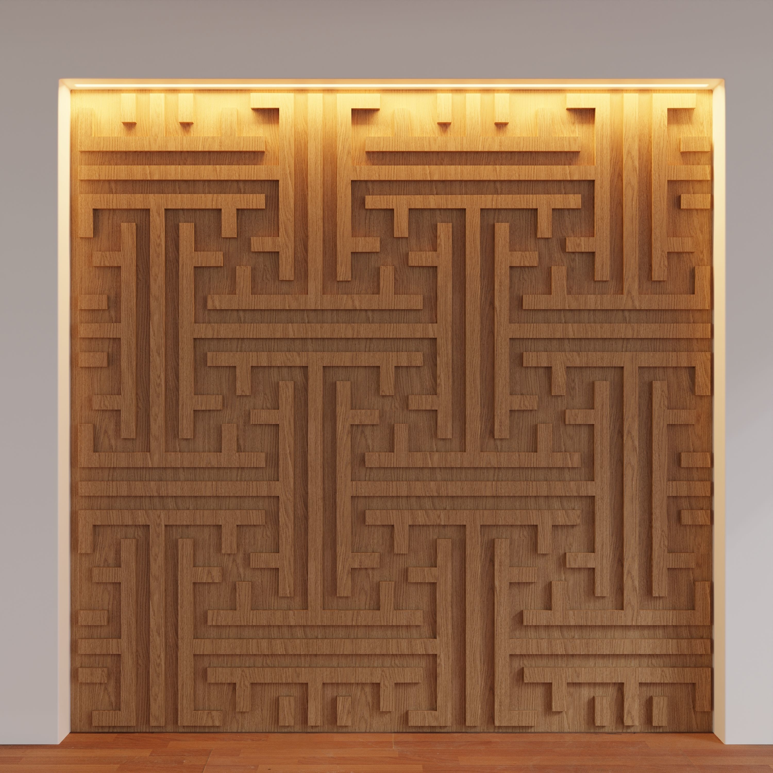 Decorative Wooden Wall Model 7 Low-poly 3D model_1