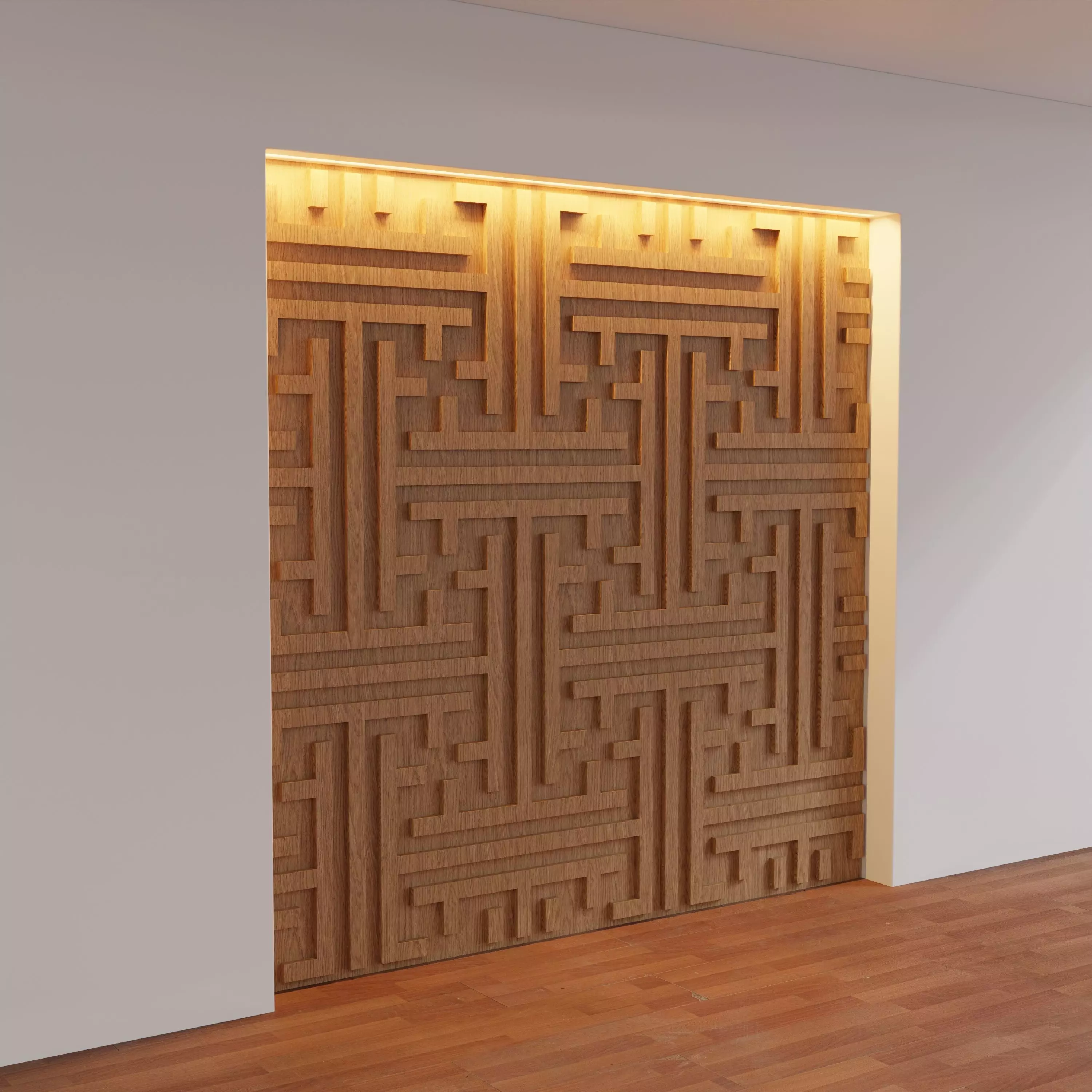 Decorative Wooden Wall Model 7 Low-poly 3D model_0