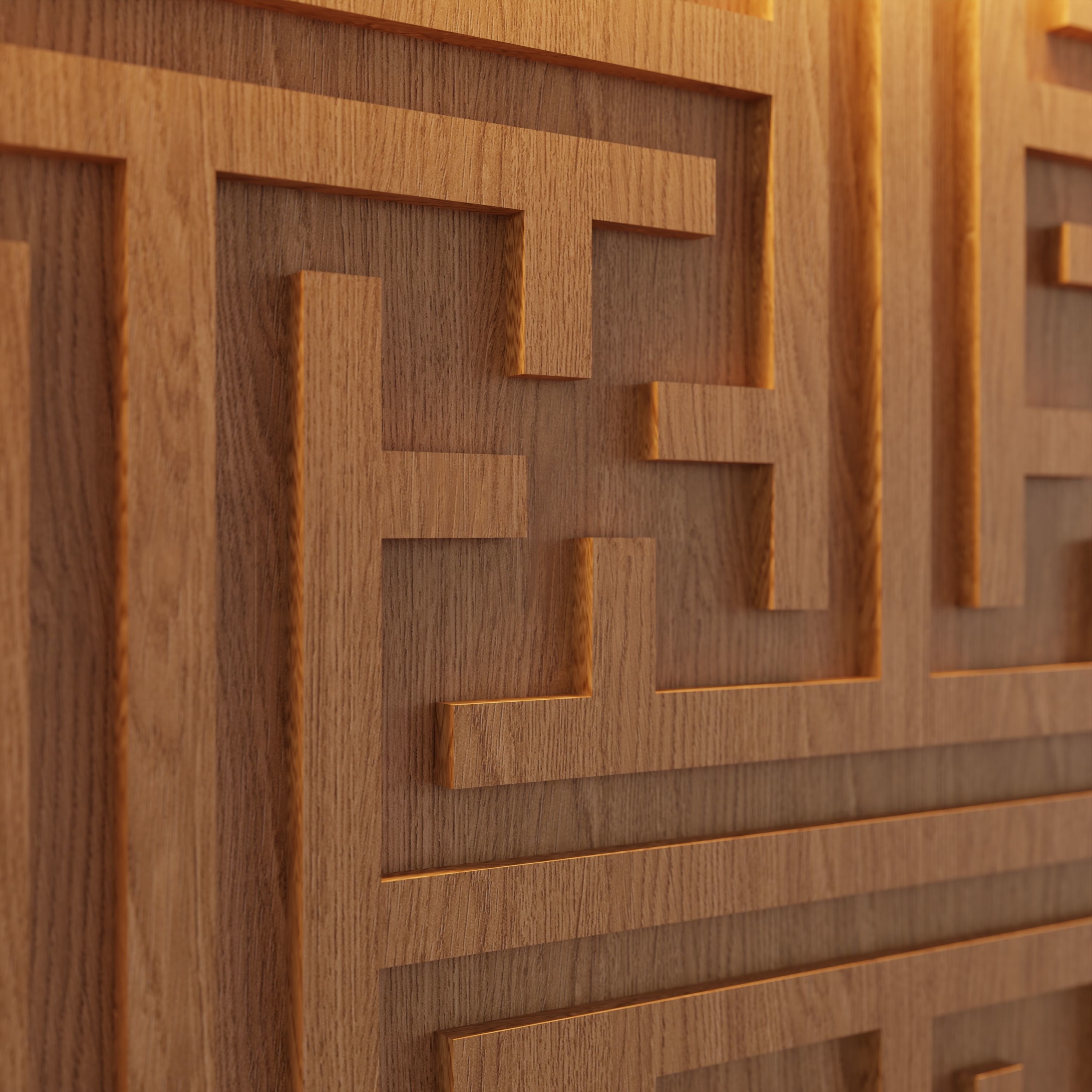 Decorative Wooden Wall Model 7 Low-poly 3D model_2