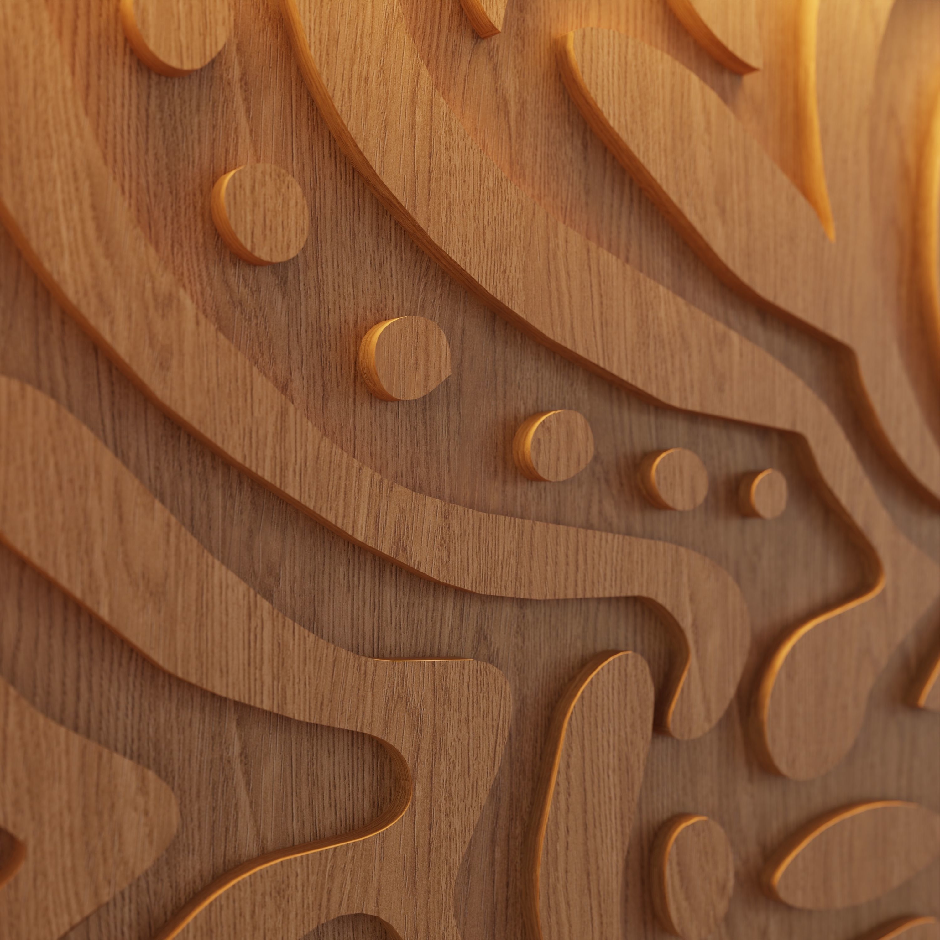 Decorative Wooden Wall Model 10 Low-poly 3D model_2