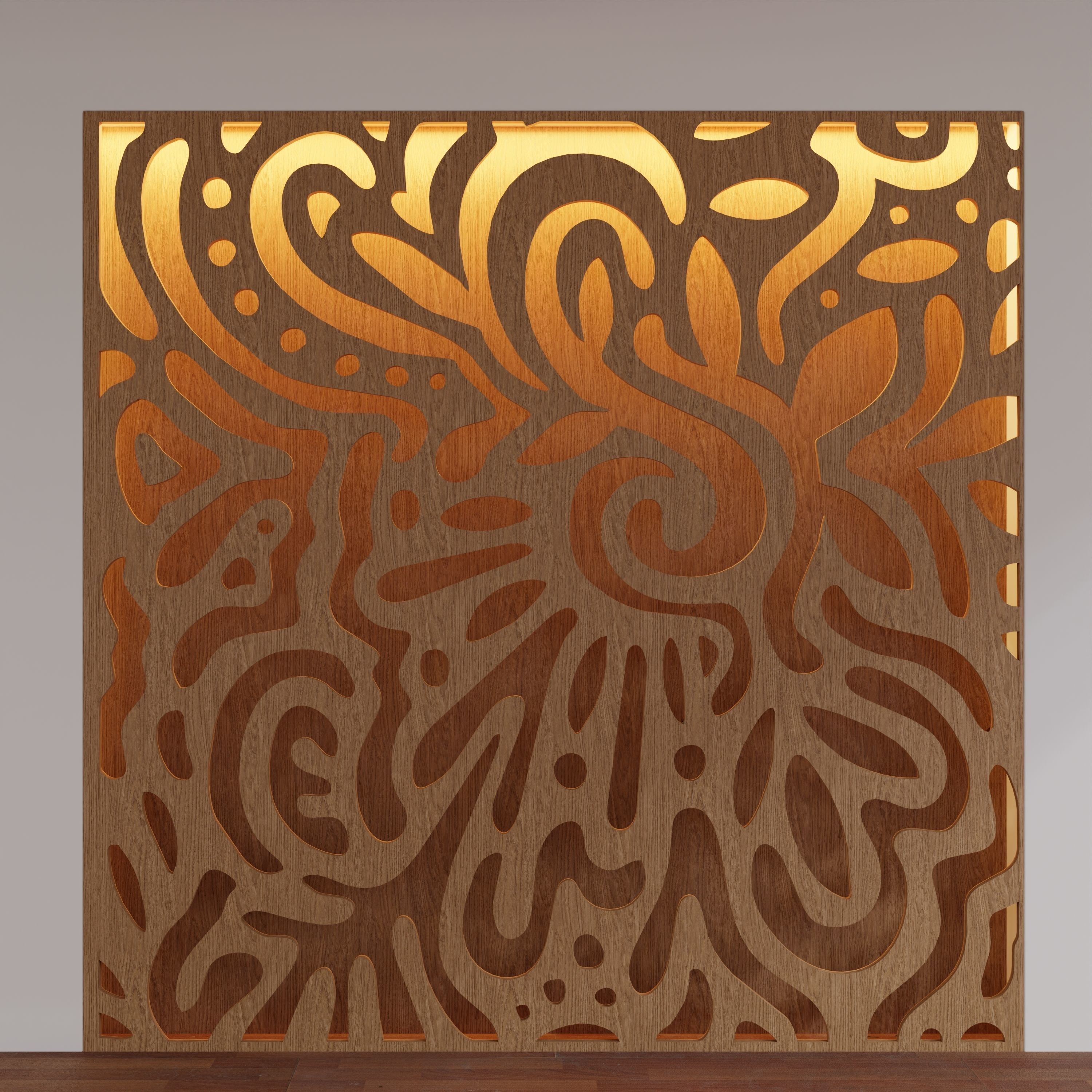 Decorative Wooden Wall Model 10 Low-poly 3D model_5