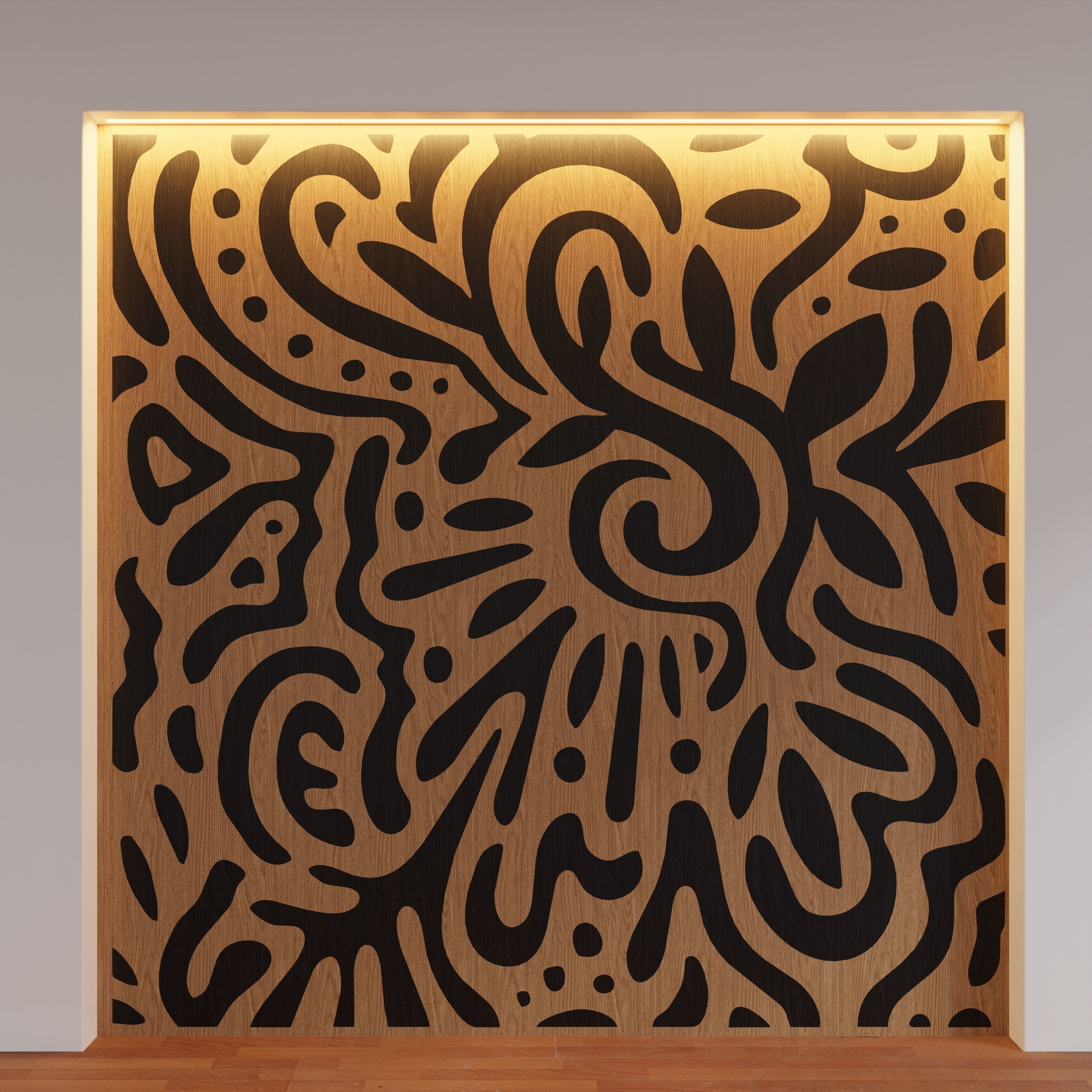 Decorative Wooden Wall Model 10 Low-poly 3D model_9
