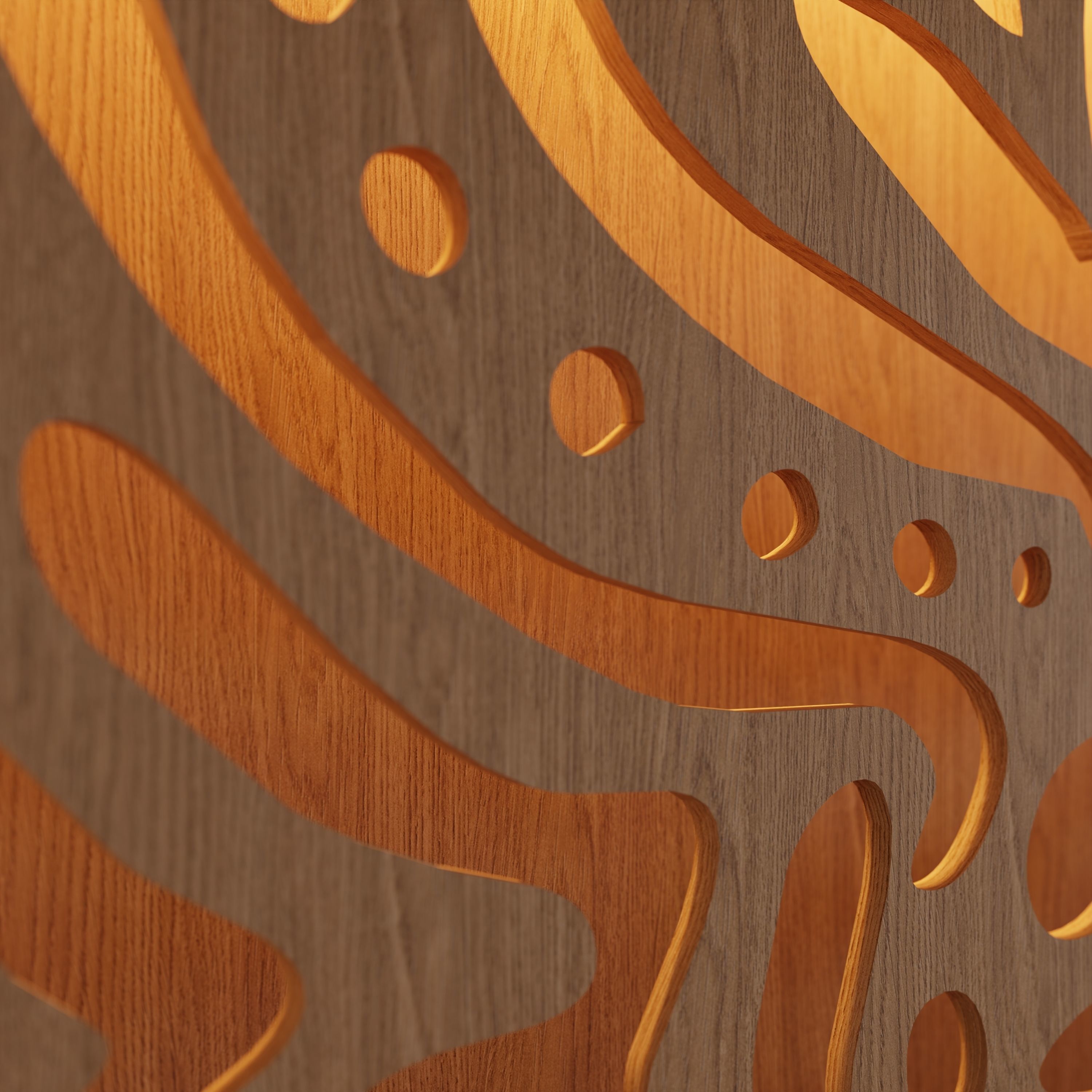 Decorative Wooden Wall Model 10 Low-poly 3D model_6