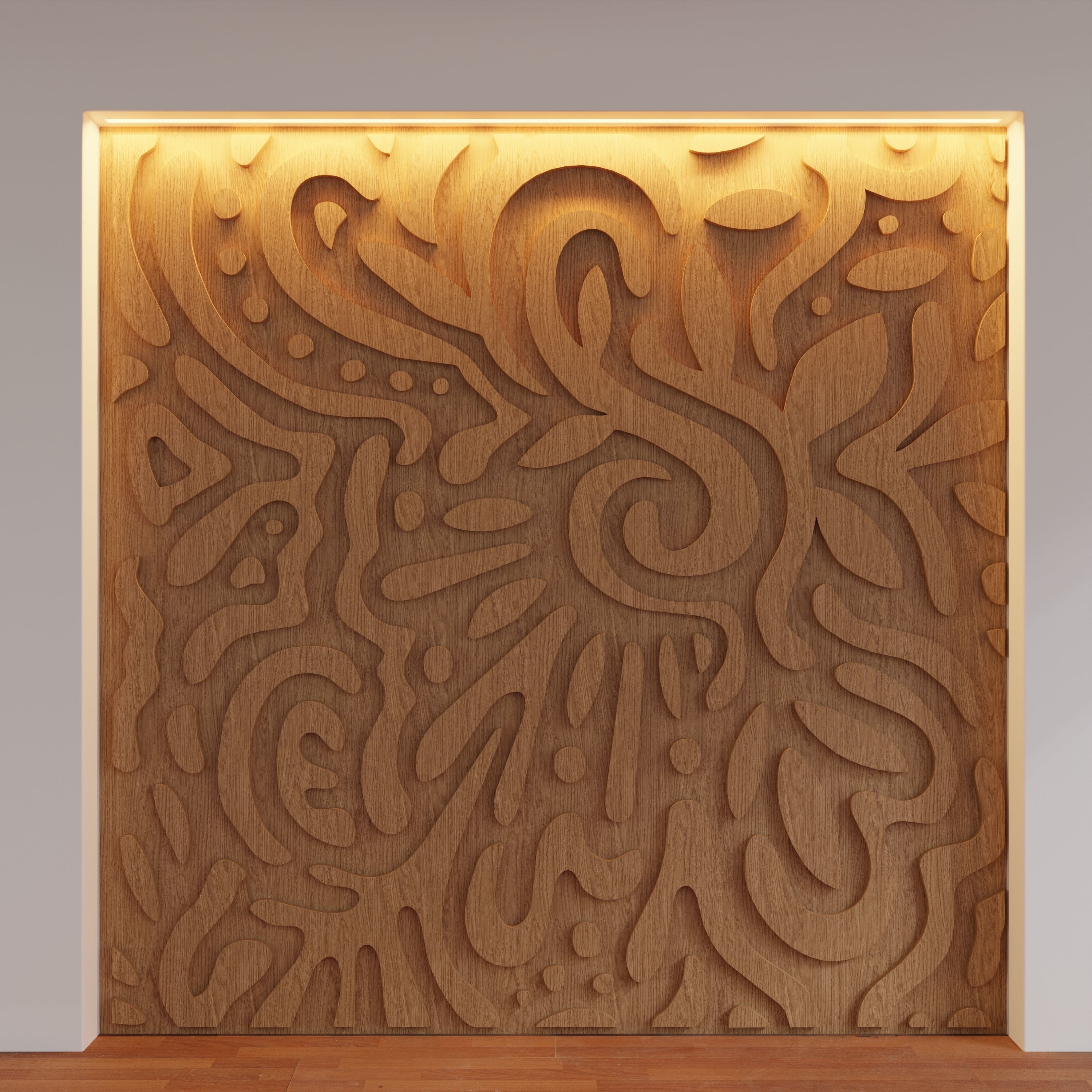 Decorative Wooden Wall Model 10 Low-poly 3D model_1