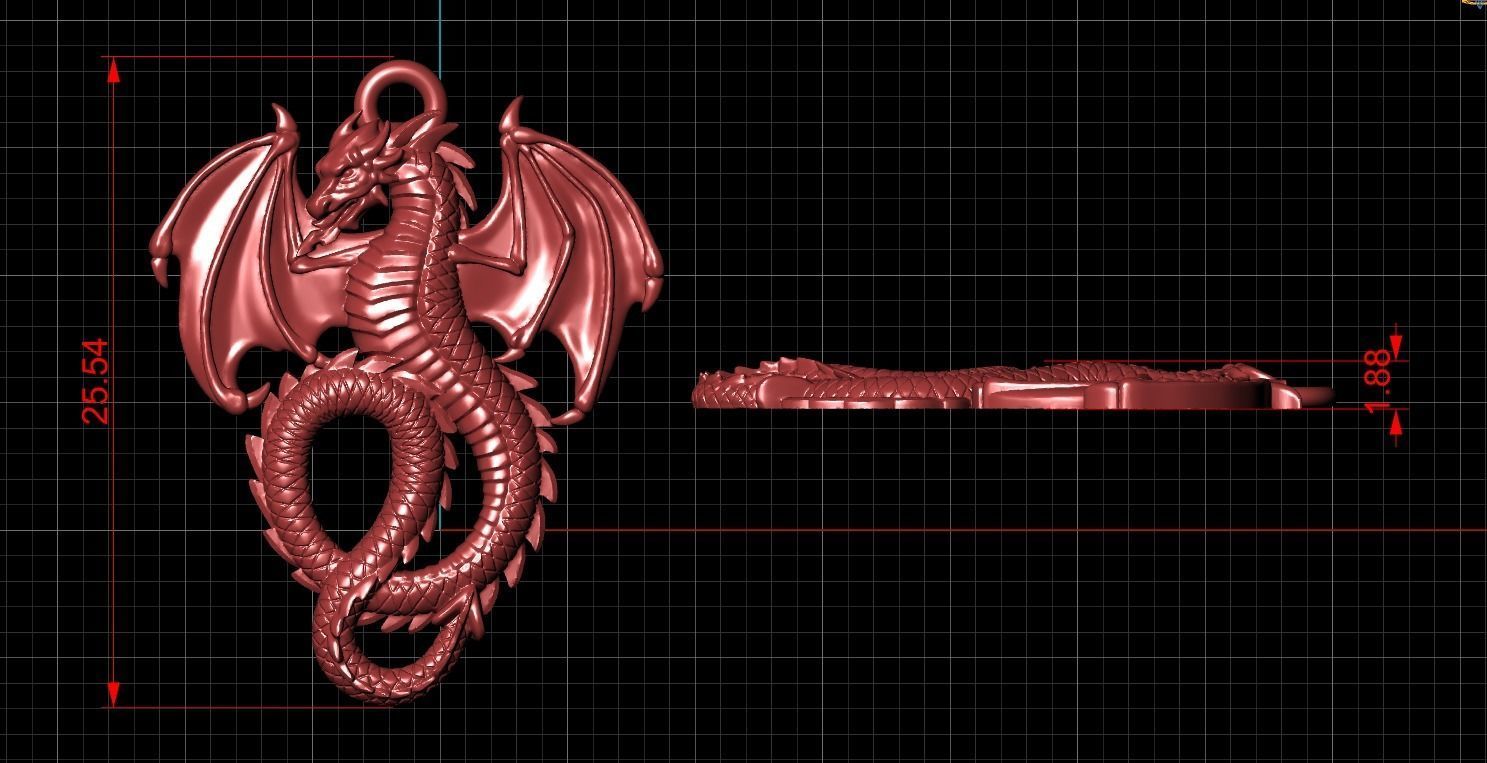 Dragon pendant 3D print model or CNC model 3D print model_3