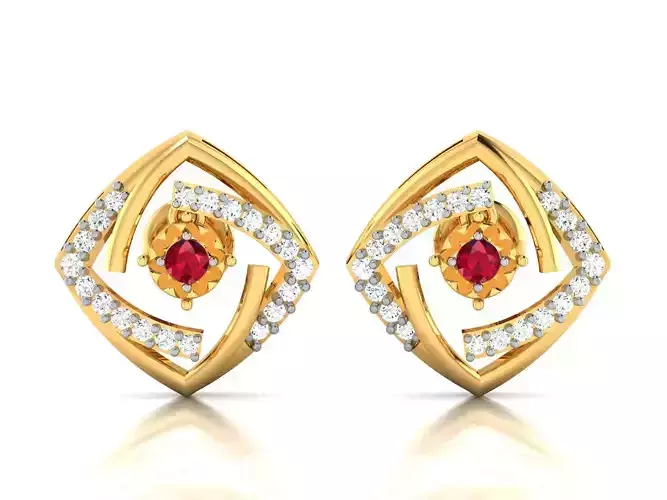 Delicate Fine Diamond Hoop Earrings 3D print model