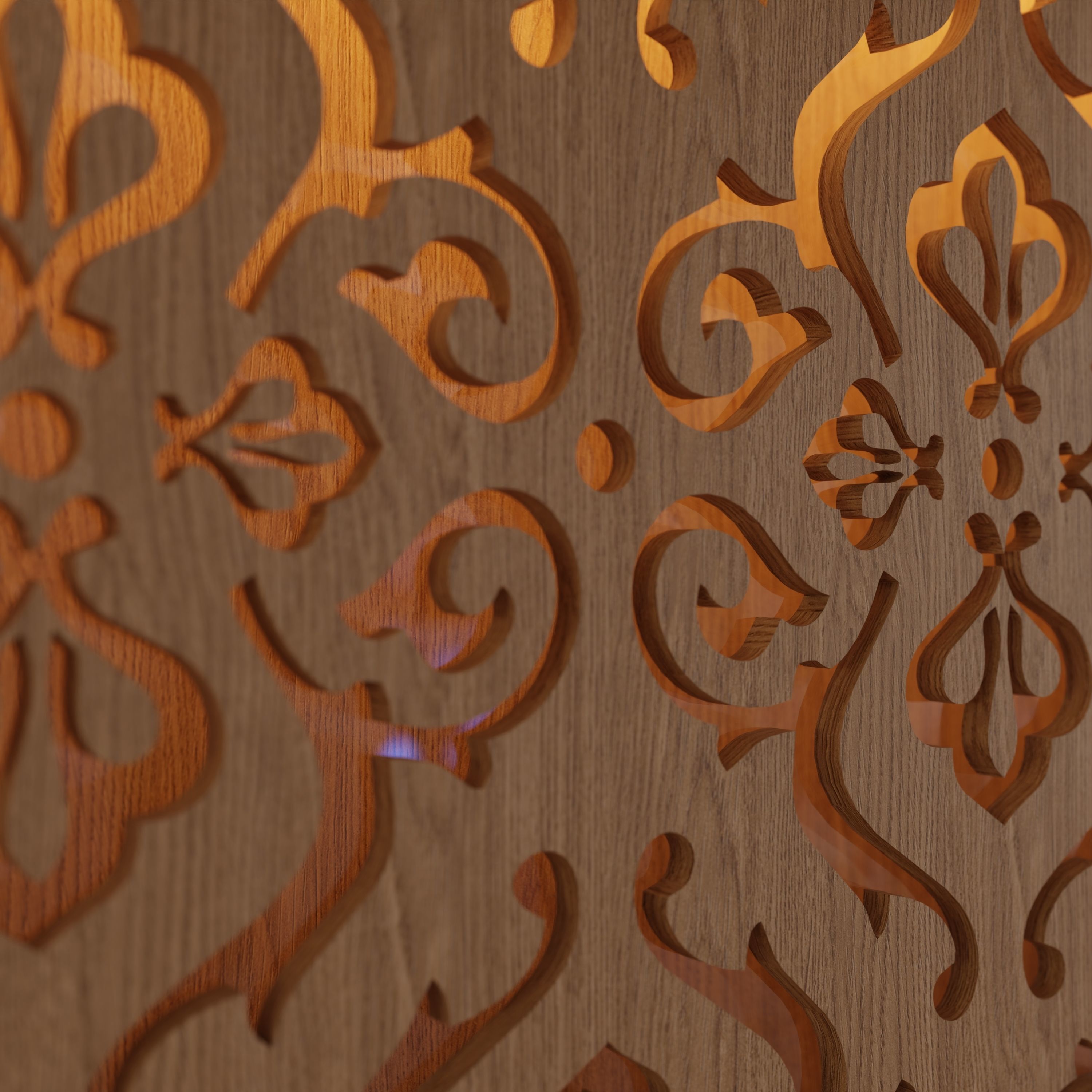 Decorative Wooden Wall Model 11 Low-poly 3D model_6